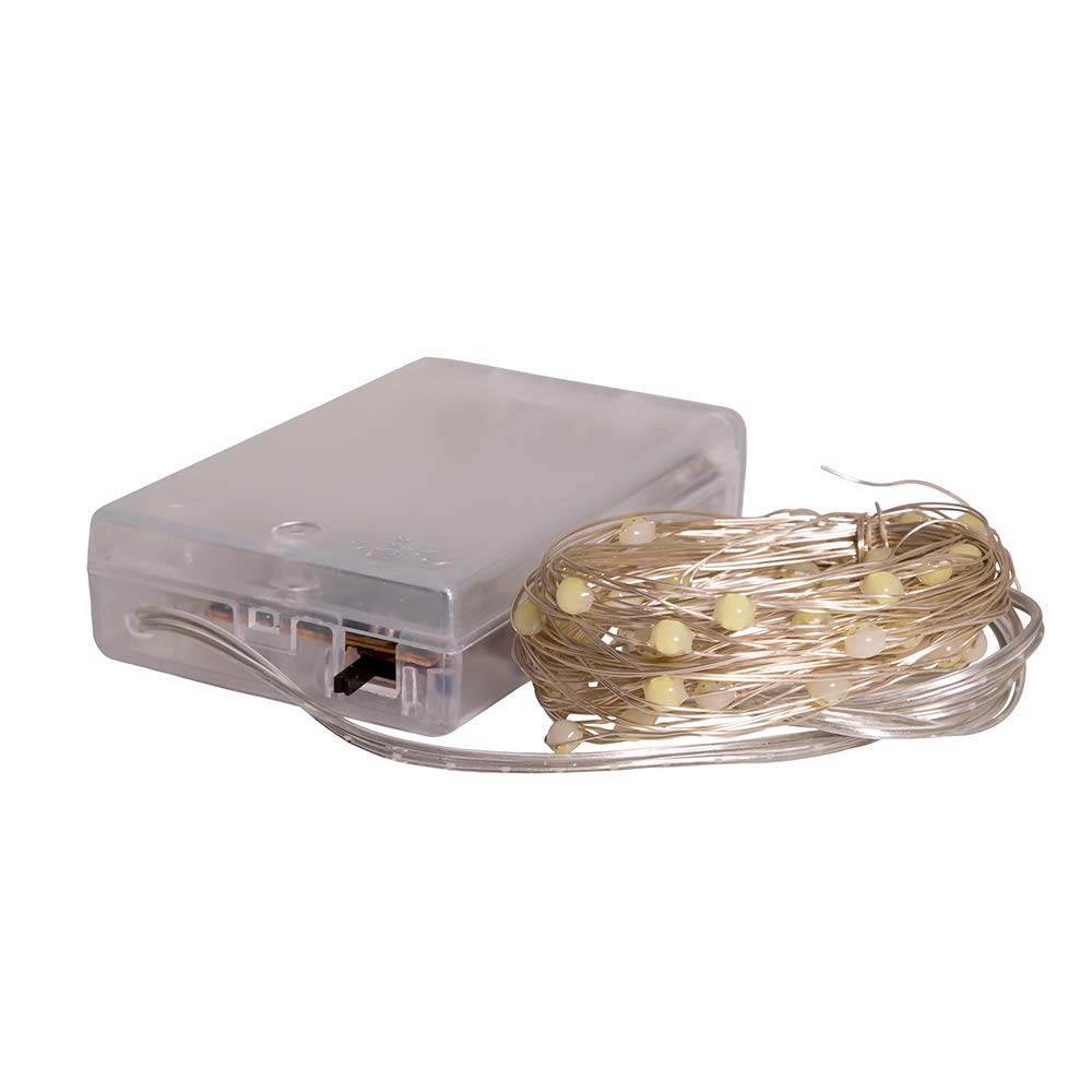 Kurt S. Adler BAT0301CW White LED String Lights - 20ft Fairy Lights for Indoor & Outdoor Decor, Christmas, Wedding, Party, Garden, and Patio Lighting