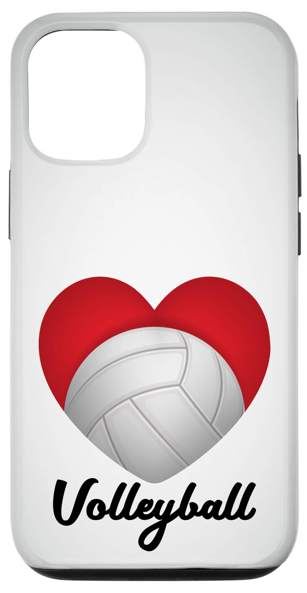 Cute Red Heart Volleyball Design iPhone 12/12 Pro Case - White Protective Phone Cover for Women Girls - Perfect for Valentine's Day, Sports Events & Everyday Use