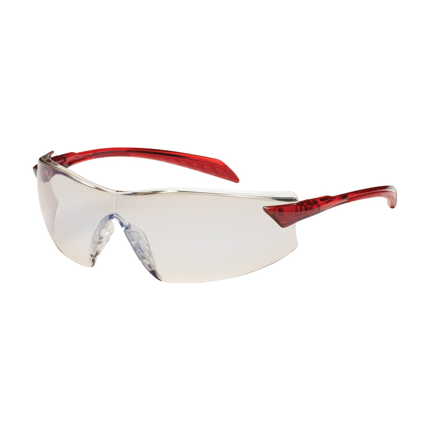 Radar 250-45-1226 Rimless Safety Glasses with Red Temple, I/O Blue Lens, Anti-Scratch & Anti-Fog Coating - Protective Eyewear for Construction, Lab Work & Outdoor Activities