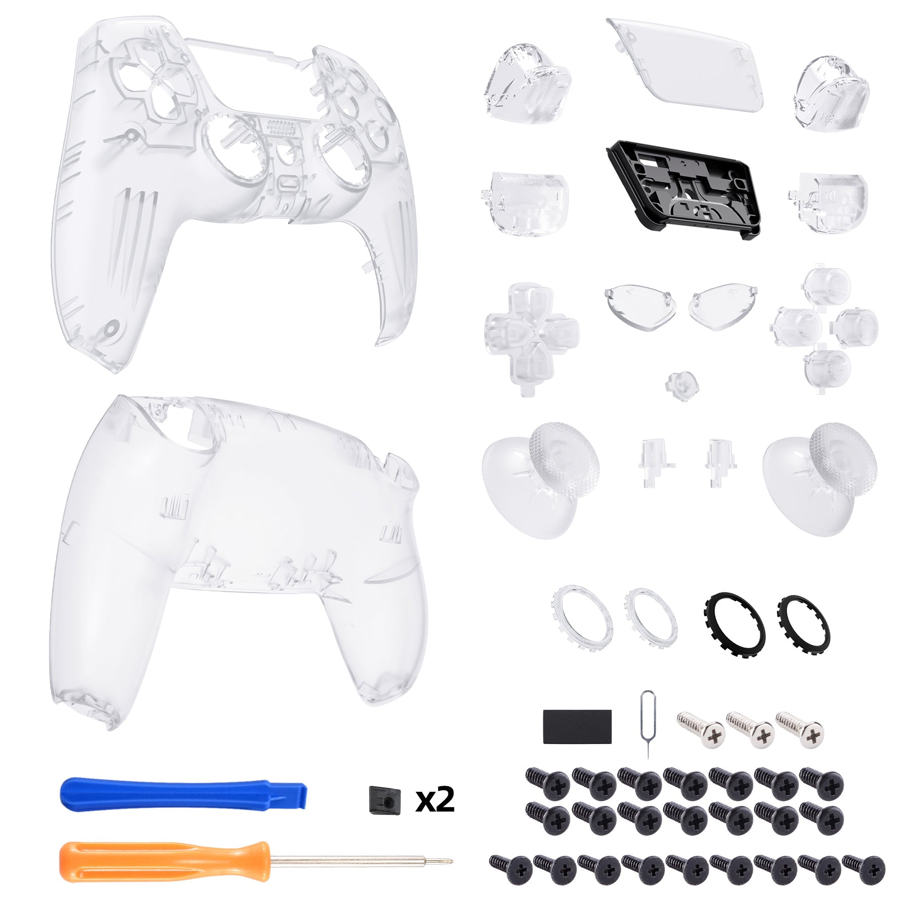 eXtremeRate LUNA Redesigned Replacement Full Set Shells with Buttons for PS5 Controller BDM-030/040/050 - Clear Transparent Cover | Custom Gaming Accessories for Enhanced Aesthetics & Performance | Perfect for Gaming Enthusiasts & Professional Players