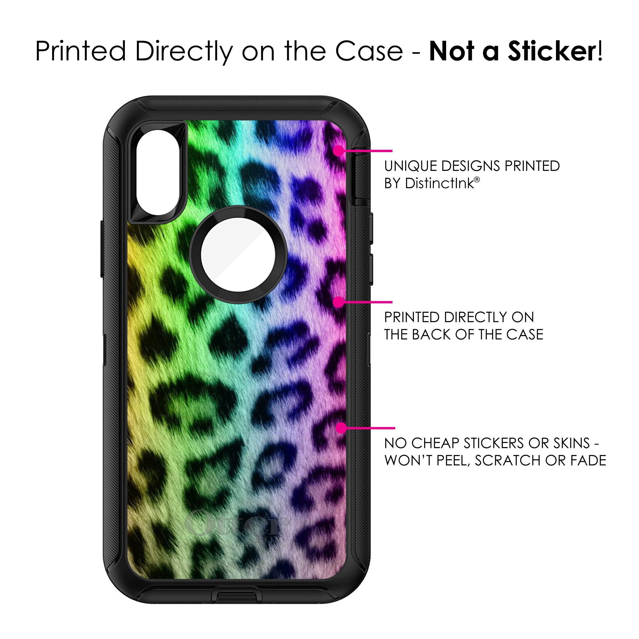 DistinctInk iPhone Xs Max Case (6.5 Inch) - Rainbow Leopard Cheetah Fur Print Protective Cover - Shockproof & Durable Replacement for OtterBox Defender - Perfect for Outdoor Activities, Travel & Daily Use