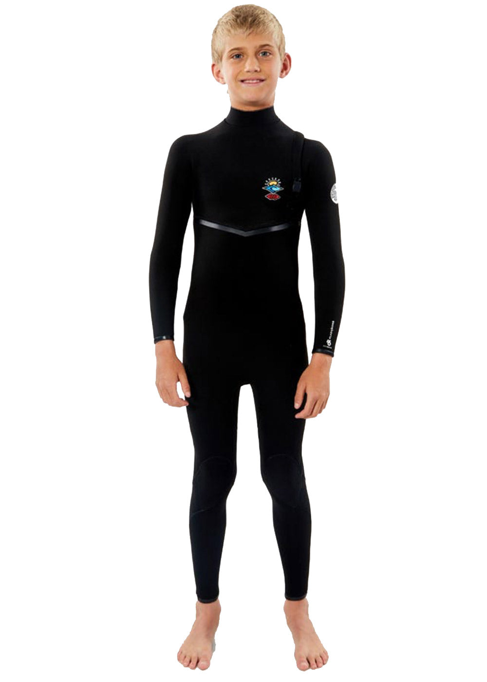 Rip Curl Youth Flashbomb 3/2mm Zipperless Steamer Wetsuit for Kids - Warm & Flexible Full Body Surfing Suit for Cold Water Surfing, Swimming & Water Sports