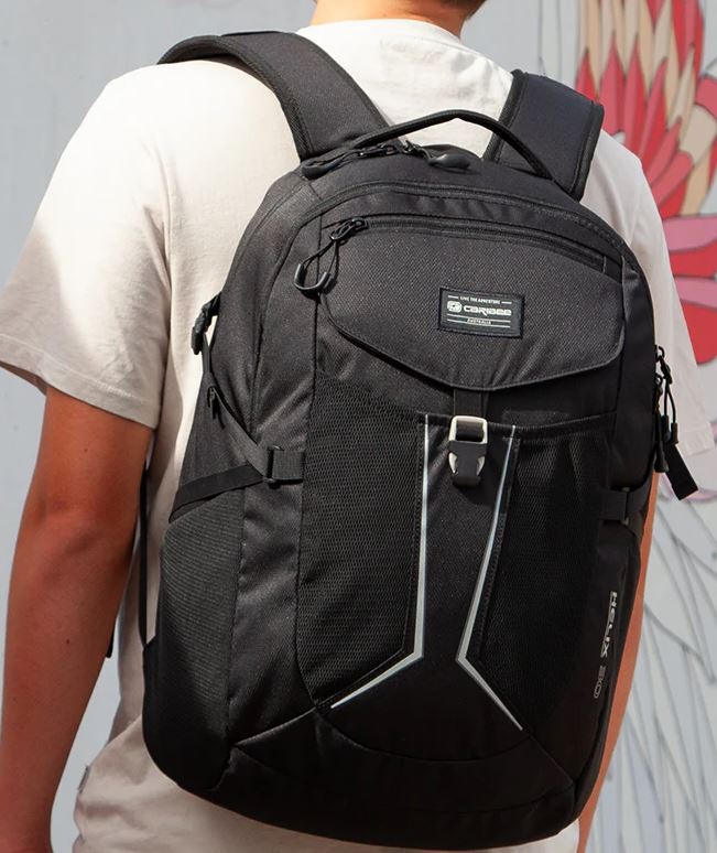 Caribee Helix 30L 15.4 Inch Laptop Backpack Black - Waterproof Travel Backpack for Men & Women, Business Work Commuter, College School Student, Hiking Outdoor Adventure