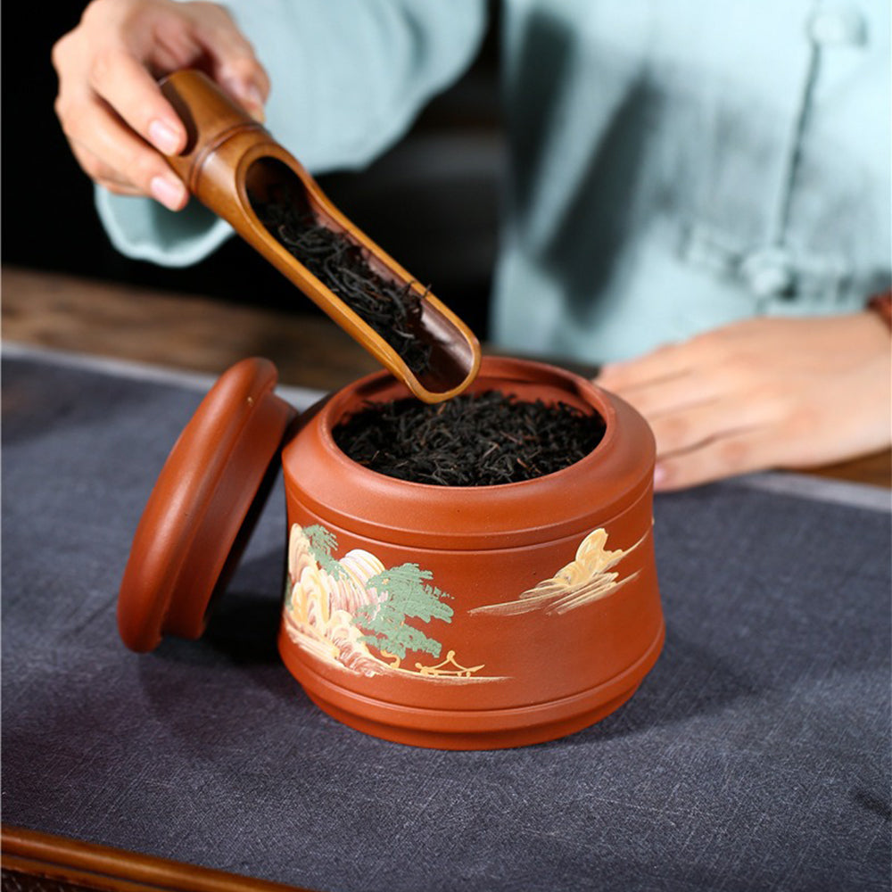 Premium Yixing Purple Clay Tea Caddy for Orchid Tea - Handcrafted Chinese Tea Storage Container for Loose Leaf Tea - Perfect for Home, Office & Tea Ceremony Use