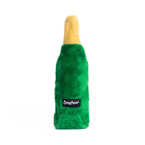 Happy Hour Crusherz Champagne Plush Dog Toy by ZippyPaws - Fun Squeaky Interactive Playtime Gift for Pets, Perfect for Parties & Celebrations
