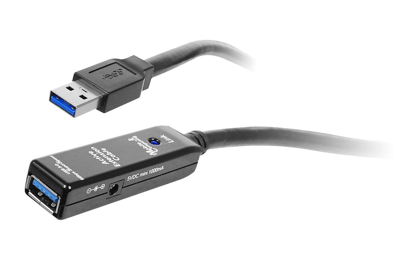 SIIG 15M USB 3.0 Active Extension Cable with Signal Booster - High-Speed Data Transfer for External Hard Drives, Flash Drives, Printers, VR Headsets & Cameras - Perfect for Home Office, Gaming & Professional Workstations (JU-CB0711-S1)