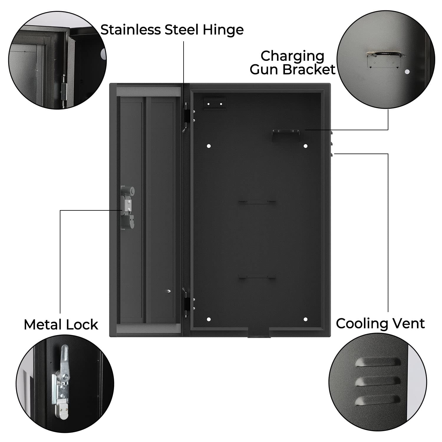 BMZX Tesla Charger Station Box - IP66 Waterproof & Dustproof Metal Enclosure for Tesla Gen 3 Wall Connector - Cable Organizer for Indoor & Outdoor Use - Perfect for Garage, Driveway and EV Charging Station Protection