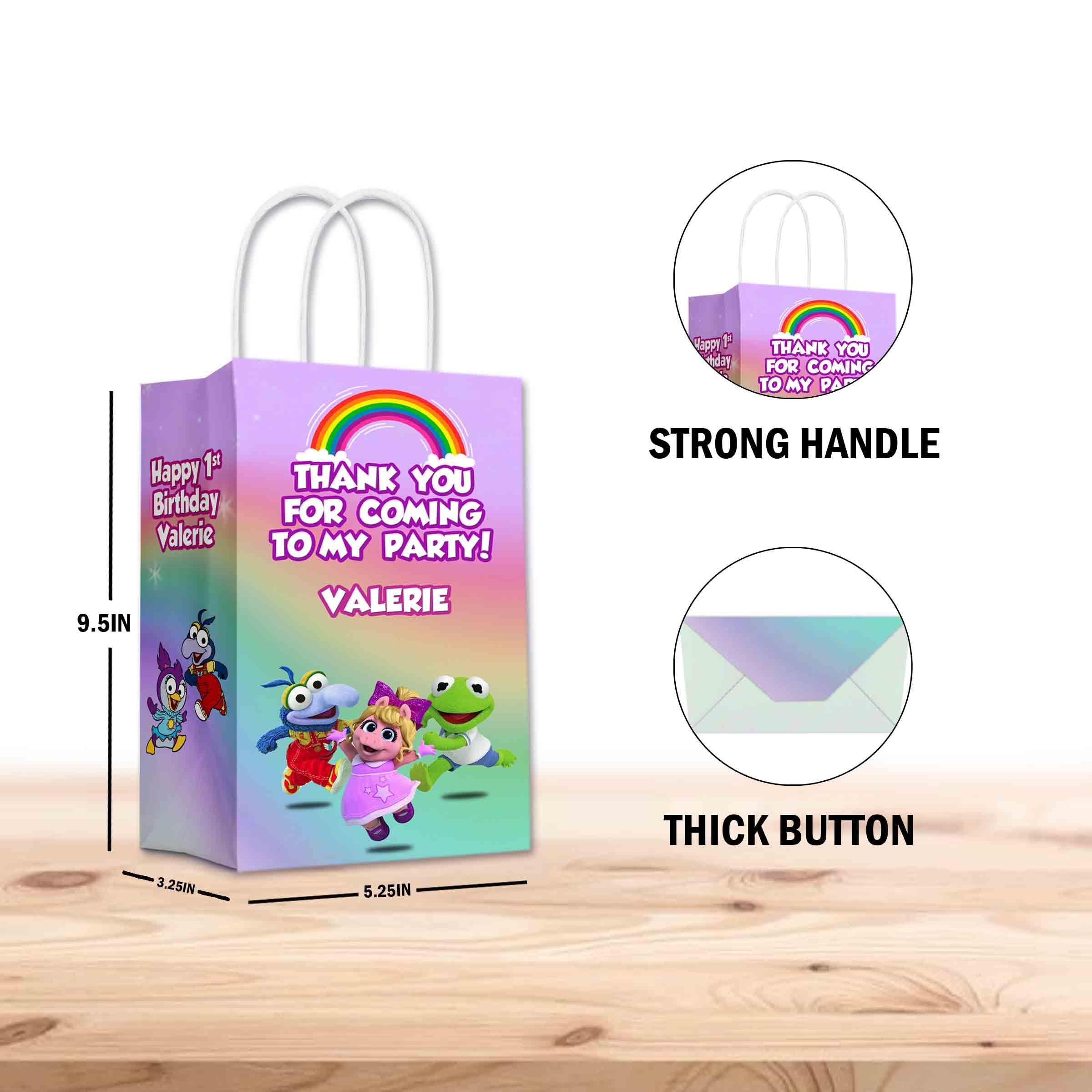 Muppet Babies Party Favor Bags with Handles - 12 Pack Kids Birthday Gift Bags for Goodie Bags, Party Supplies, and Favor Distributions