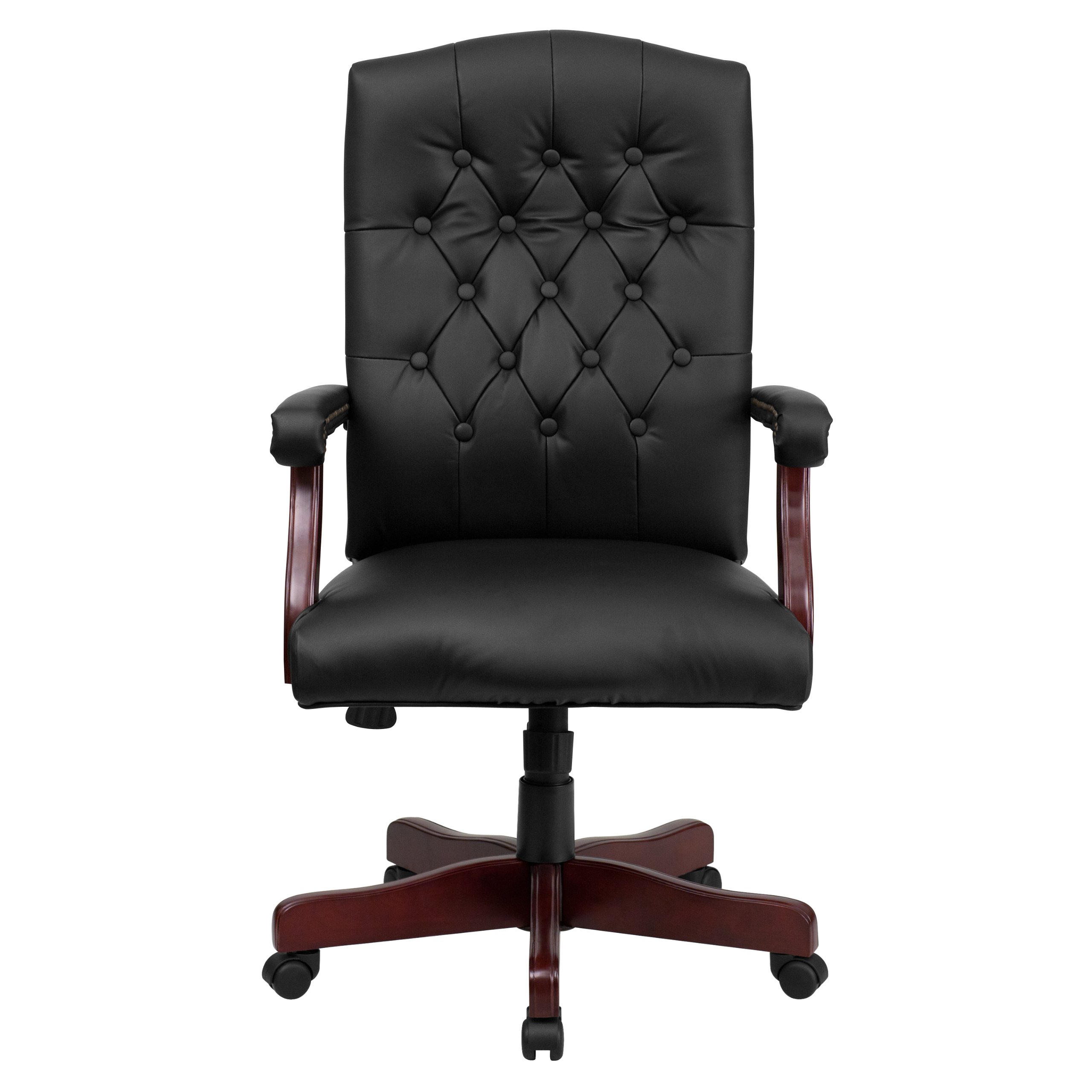 Martha Washington Black LeatherSoft Executive Swivel Office Chair with Arms - Ergonomic High Back Desk Chair for Home Office, Conference Room & Executive Suites