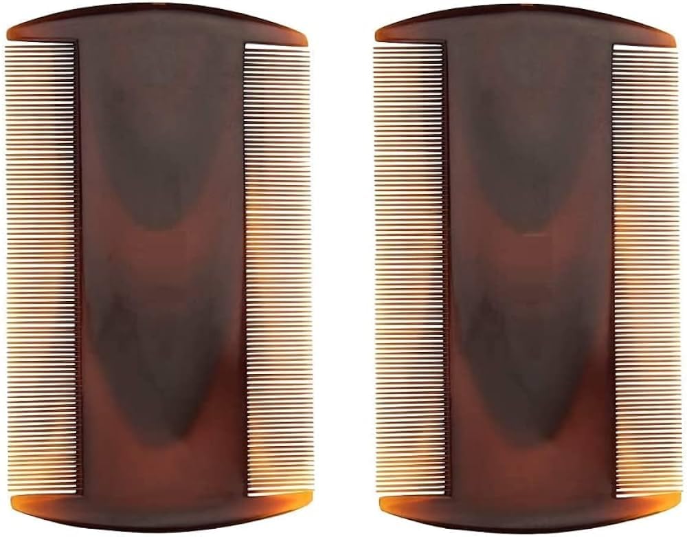 Premium Stainless Steel Head Lice Comb for Men & Women - Extra Wide Teeth for Long Hair - 2 Pack Deluxe Lice Removal Kit for Effective Treatment at Home, School & Travel
