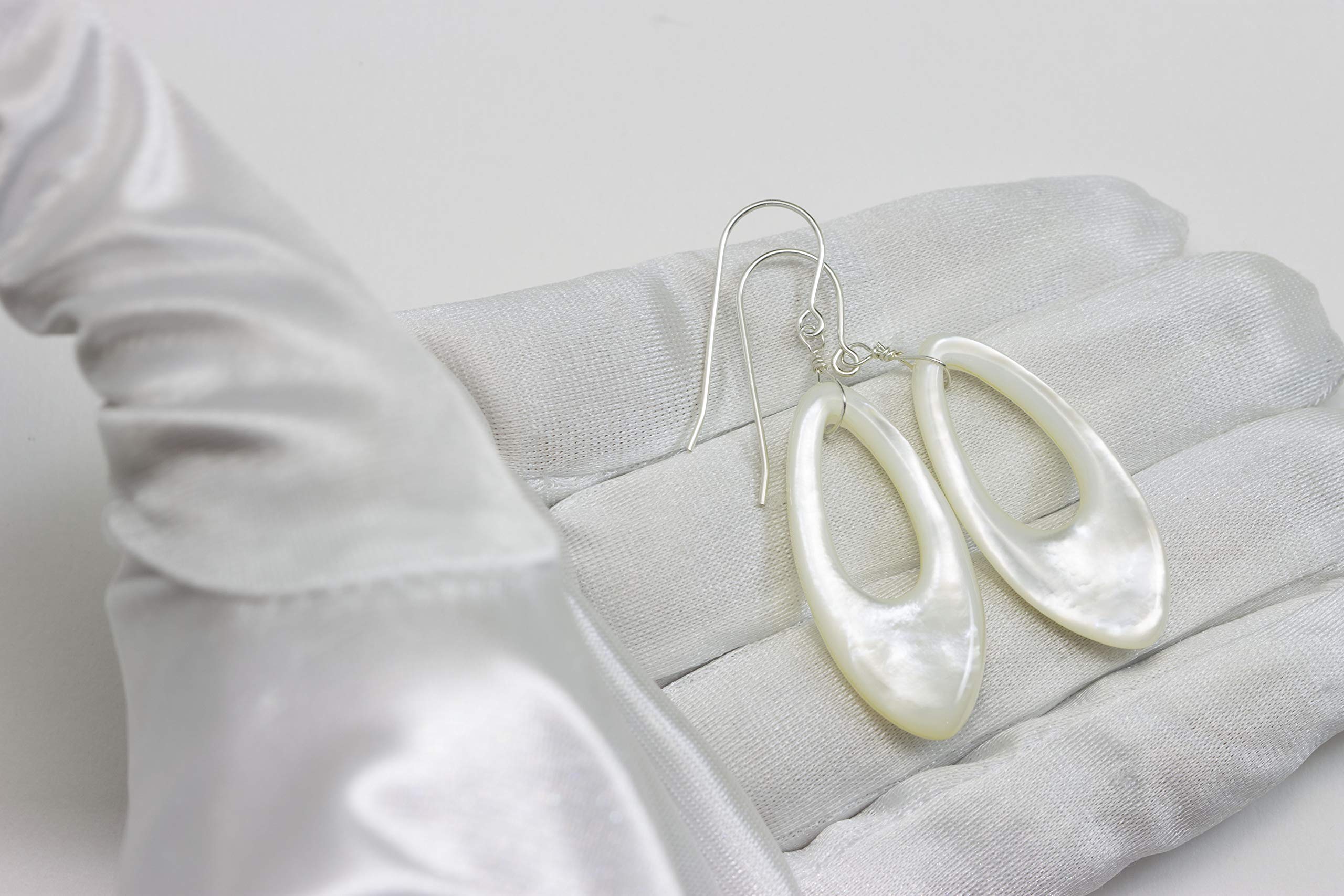 Handcrafted Mother of Pearl Earrings - Elegant White Teardrop Dangle Earrings (2 Inch) for Women | Perfect for Weddings, Parties & Everyday Wear