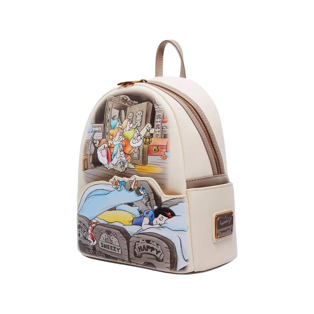 Disney Snow White and the Seven Dwarfs Loungefly Women's Backpack - Cute Bed Sleeping Design for Disney Fans, Cosplay & Theme Park Visits