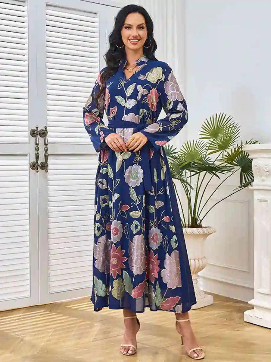 Elegant Eid Caftan Dress with Embroidery & Sequins - Women's Moroccan Kaftan #25216 for Special Occasions & Celebrations
