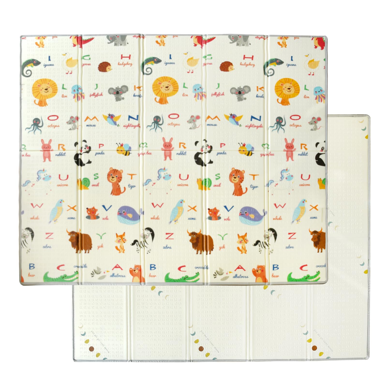 Premium Baby Play Mat for Floor - 79”×71” Extra Large Foldable Waterproof Foam Playmat for Infants | Tummy Time, Crawling & Playpen Activities | Non-Toxic Thick Cushion with Travel Bag (Animal Print) - Perfect for Nursery, Daycare & Travel Use