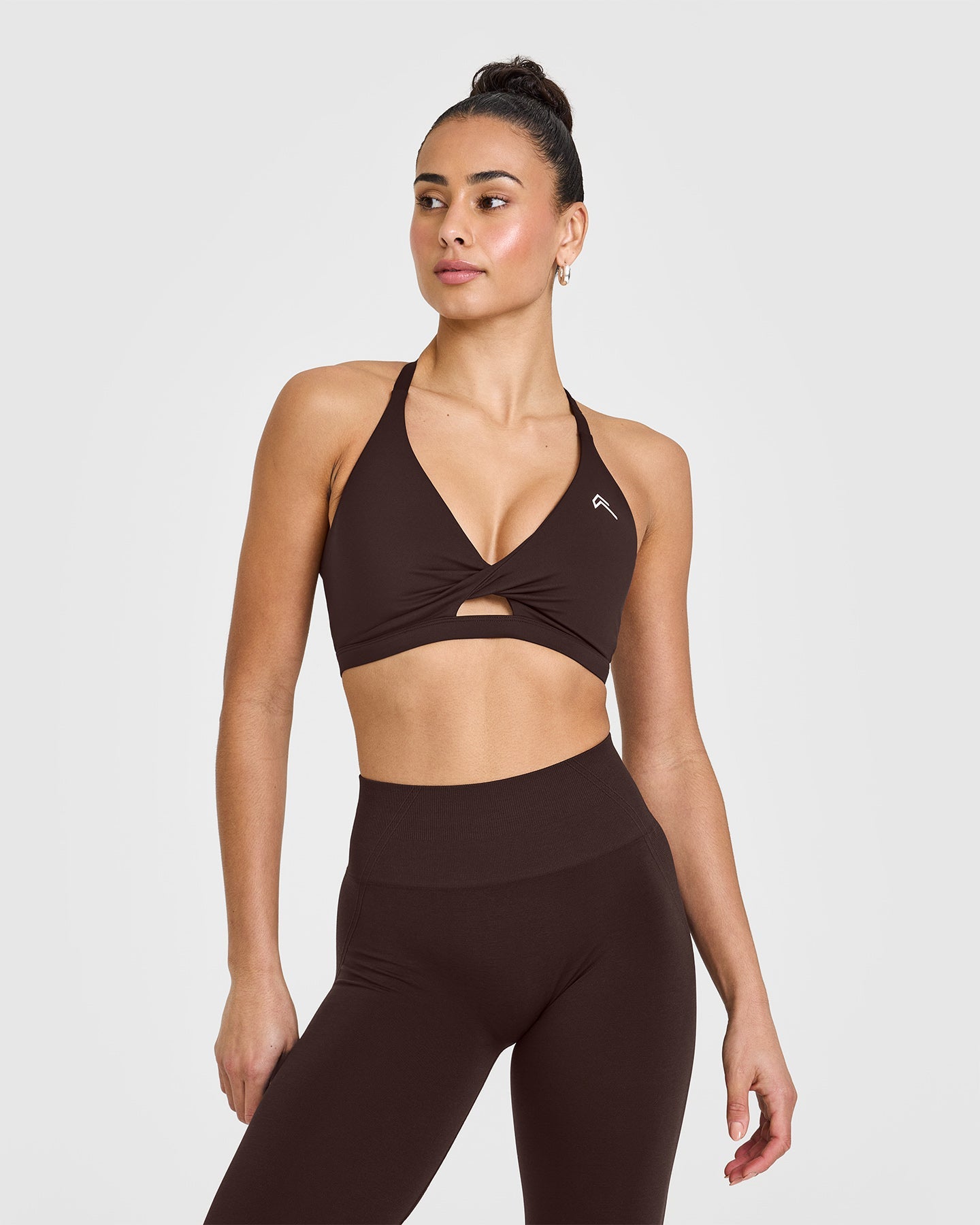 High Support Unified Twist Sports Bra - 70% Cocoa Color for Yoga, Running & Gym Workouts