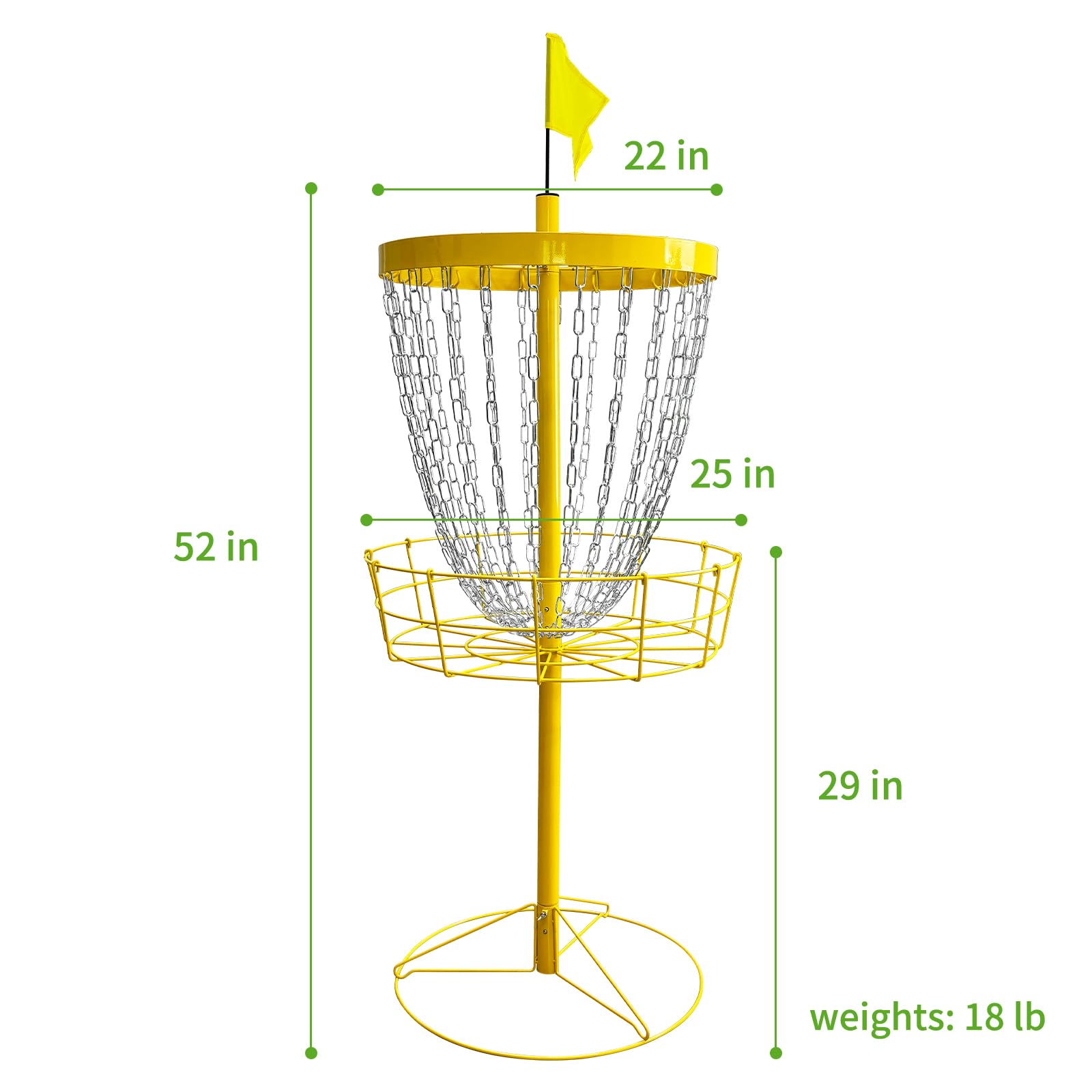 JJM Pro 24-Chain Portable Disc Golf Target Basket - Durable Outdoor Disc Golf Practice Basket for Backyard, Park & Tournament Training