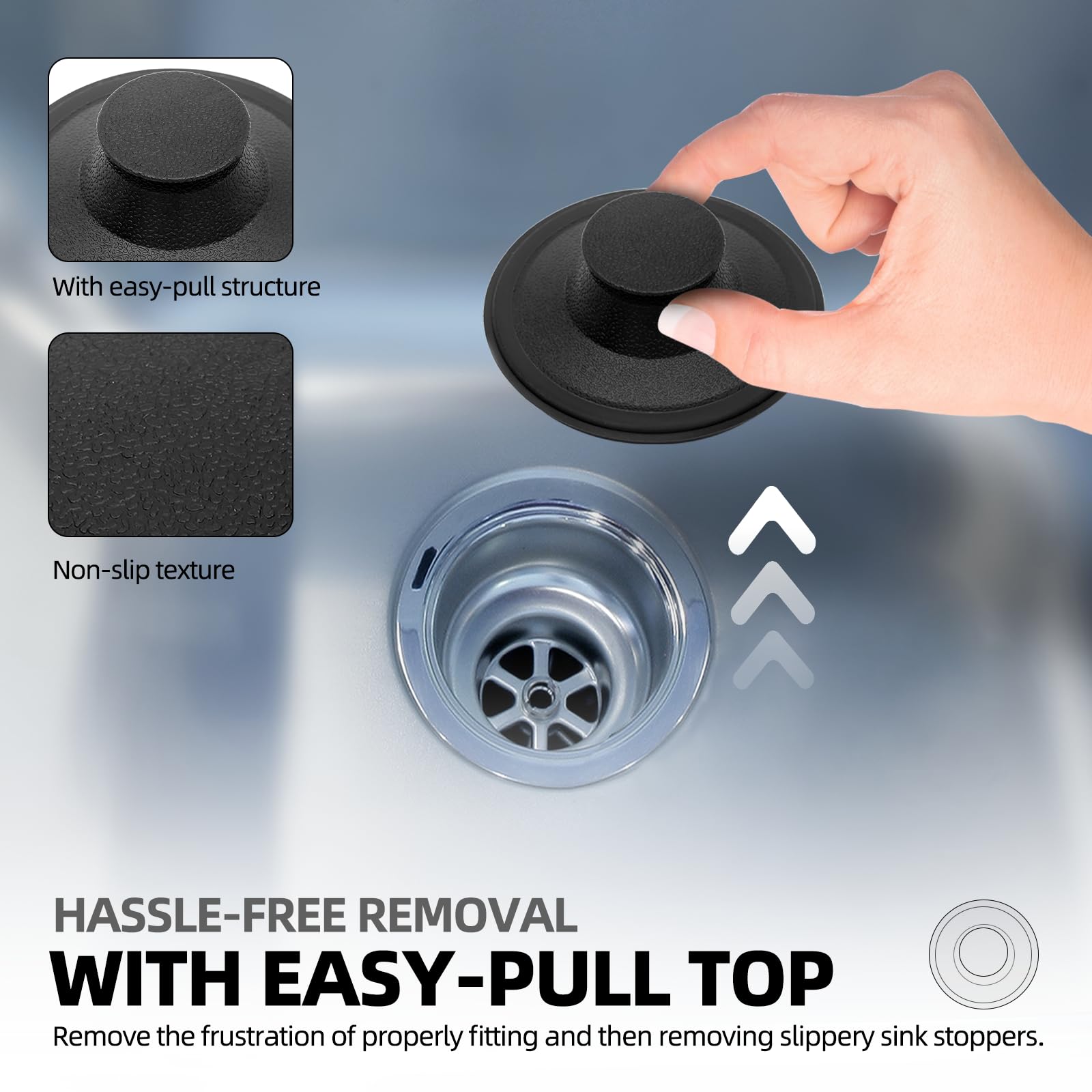 (2 Pack) Exact Replacement InSinkErator STP-PL/STPPL Black Rubber Sink Stopper for Garbage Disposal - Fits Standard 3-1/2