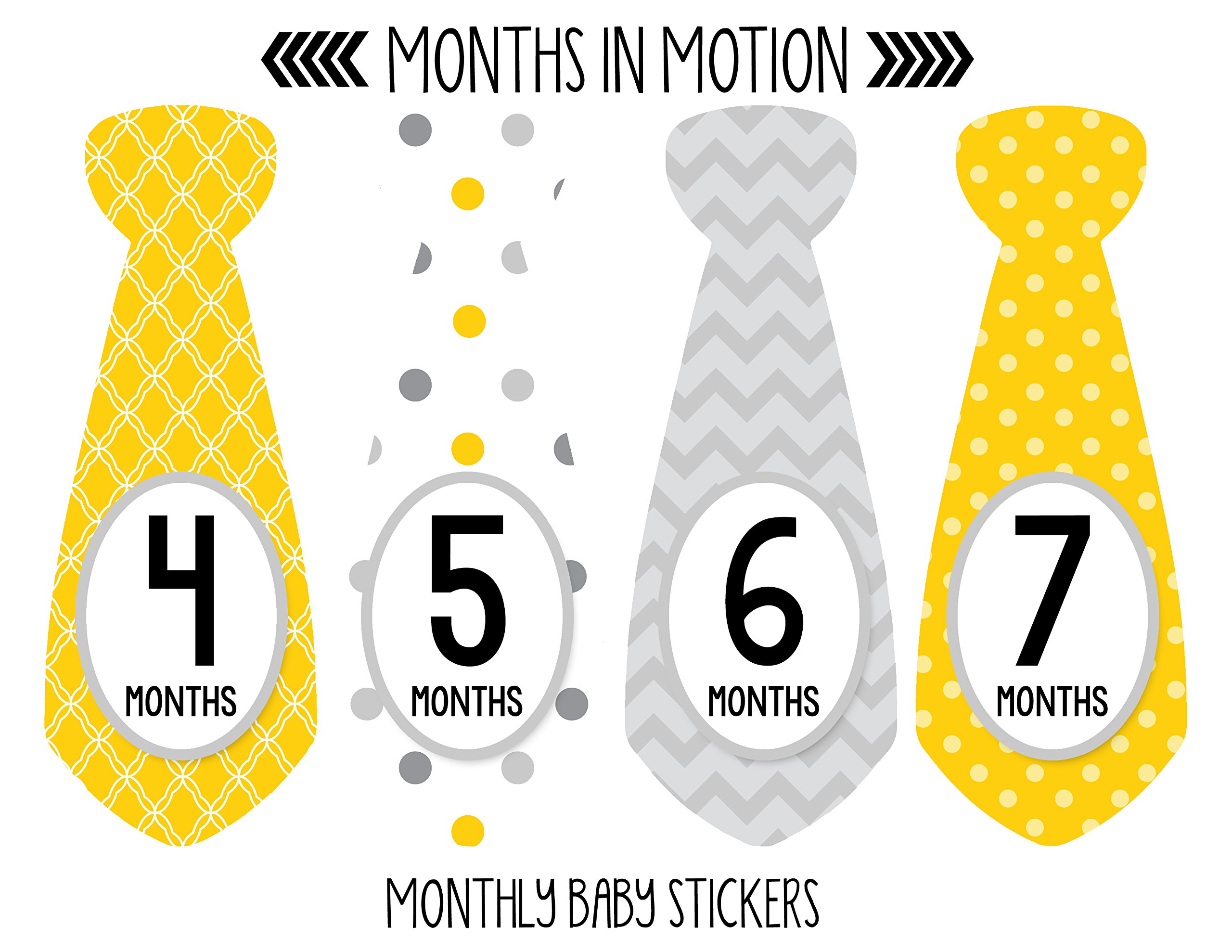 Baby Monthly Milestone Necktie Stickers - Newborn Boy Photo Props - Set of 20 Adhesive Month Stickers for Baby's First Year - Perfect for Monthly Photos, Scrapbooking & Memory Keepsakes