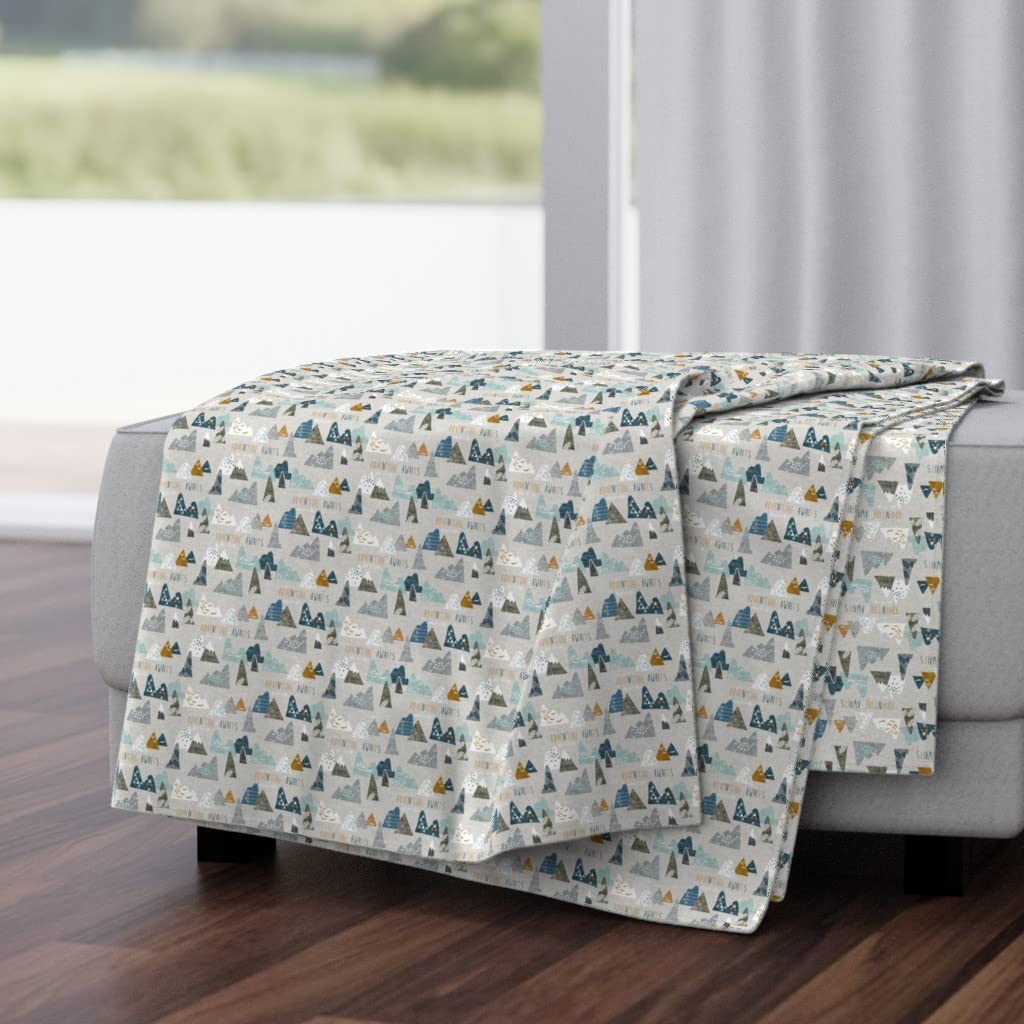 Adventure Earth Small Scale Mountains Bohemian Print Plush Minky Throw Blanket 50