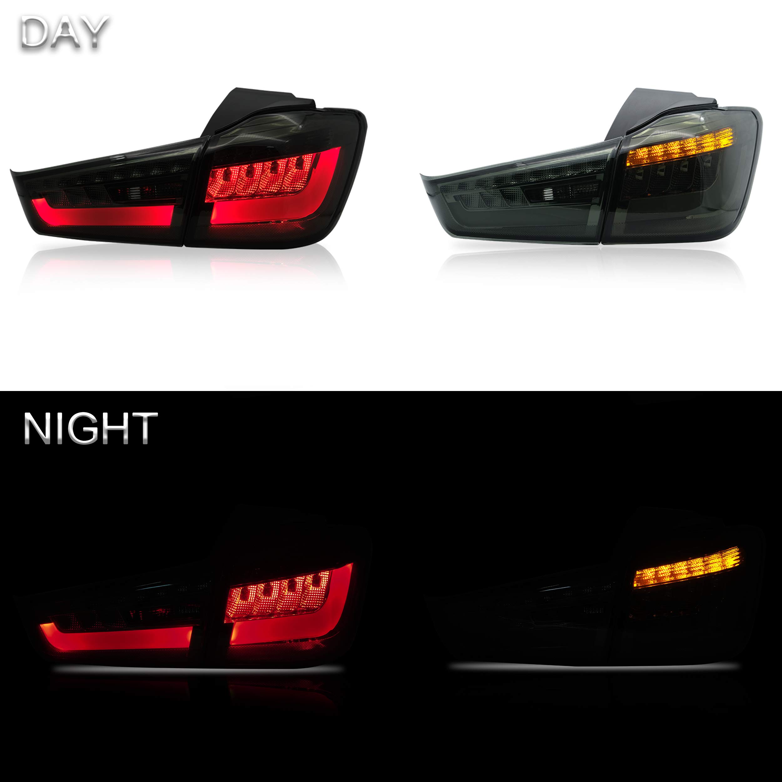 VLAND LED Tail Lights Assembly for 2010-2015 Mitsubishi ASX/Outlander Sport - Smoked Black Taillamps with Turn Signal, Reverse Lights & DRL - Plug & Play Installation - Perfect for Night Driving & Car Customization