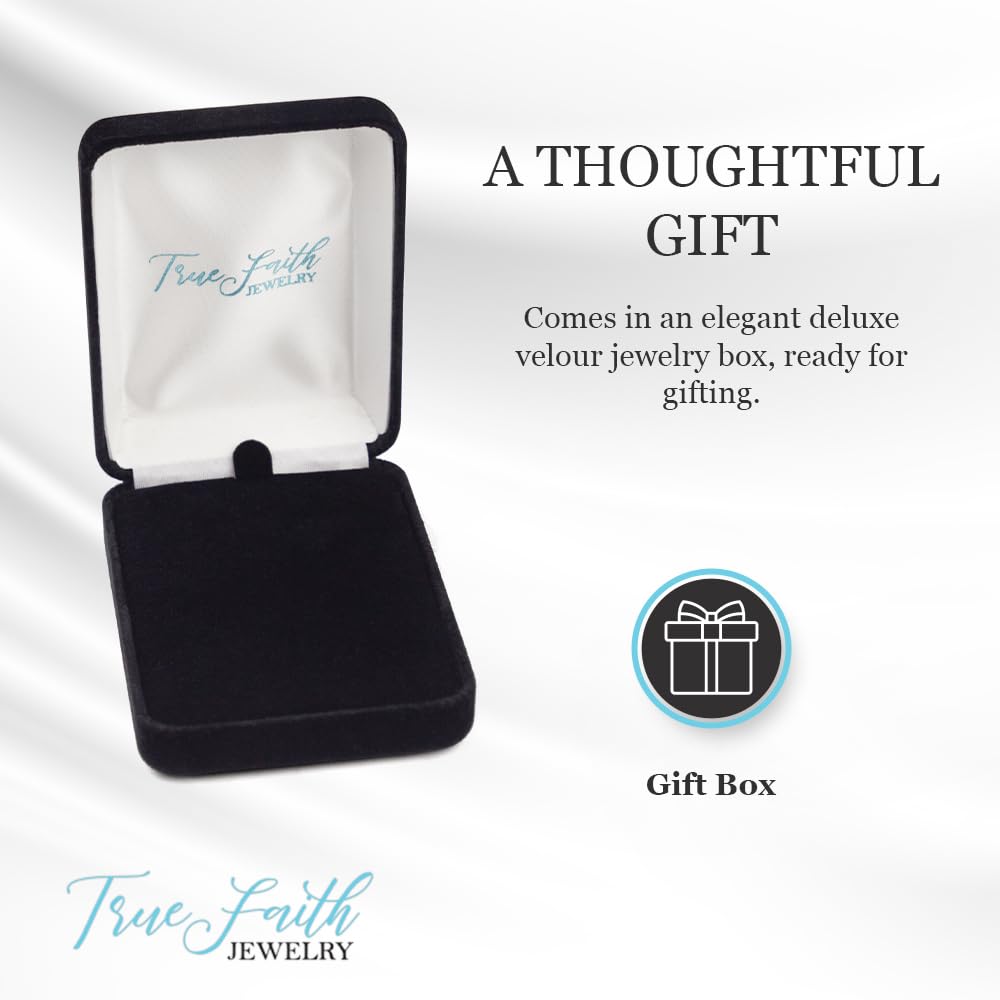 True Faith Jewelry Sterling Silver Jesus Crucifix Cross Pendant Necklace - 3/4 Inch Religious Jewelry for Women & Men - Perfect for Church, Baptism, Confirmation & Daily Wear