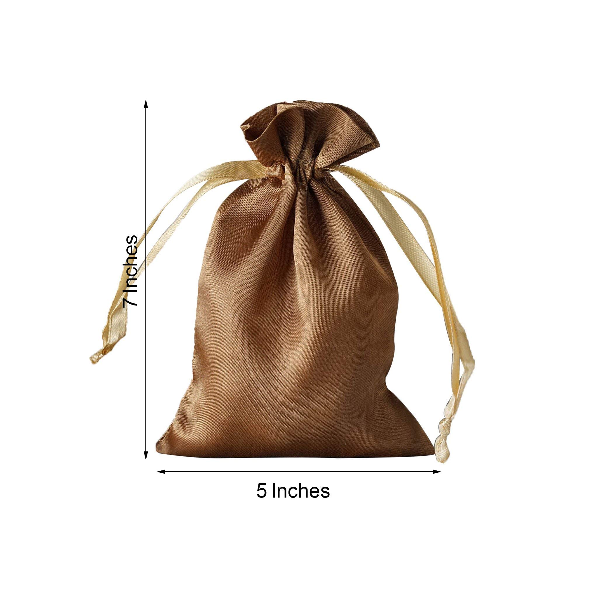 60 Pcs 5x7 Inch Antique Gold Satin Drawstring Bags - Elegant Wedding Favors, Jewelry Pouches & Party Gift Bags for Bridal Showers, Baby Showers, Birthday Parties and Special Events