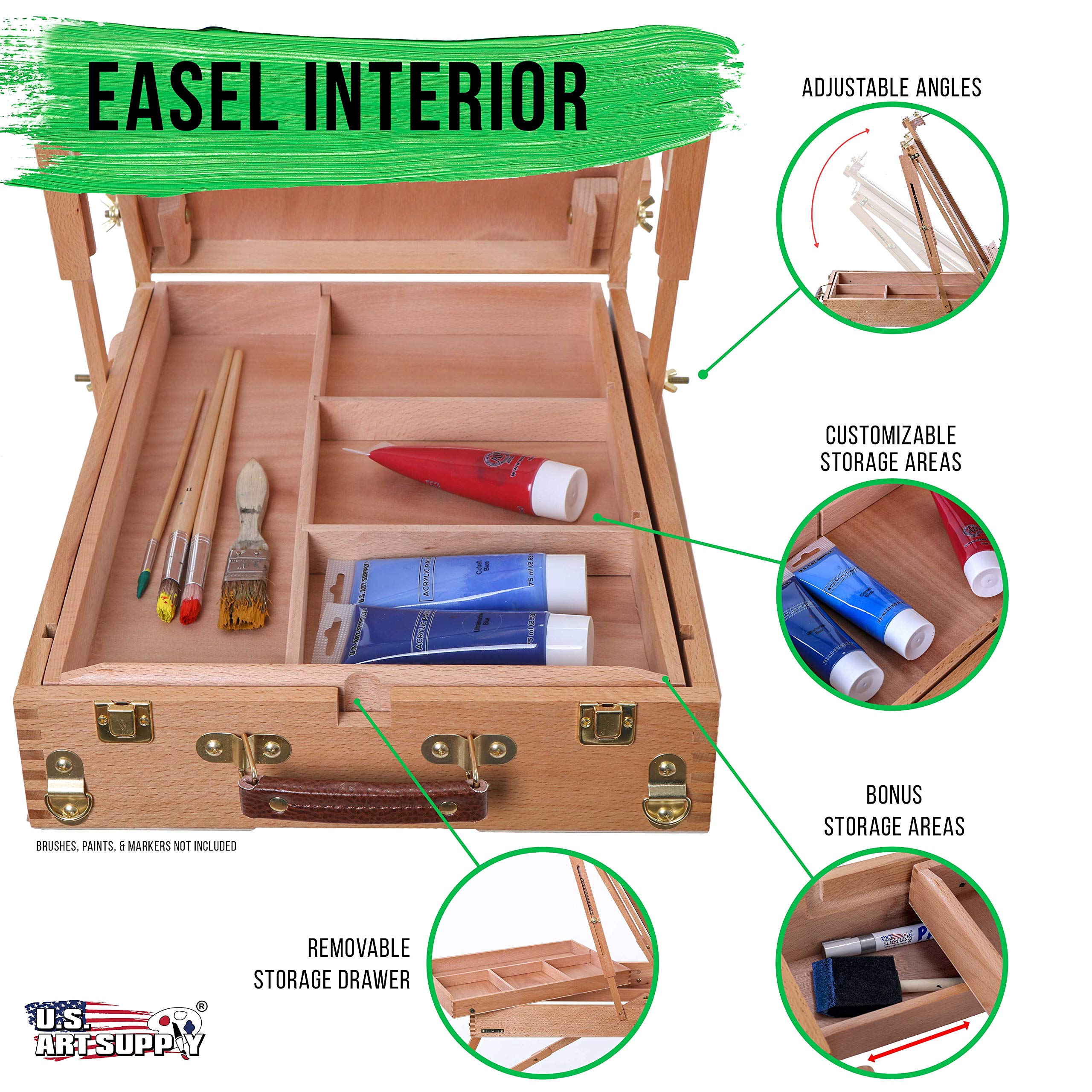 Premium Beechwood French Style Field & Studio Sketchbox Easel - Adjustable Wood Tripod Stand with Artist Drawer & Palette for Painting, Sketching, Display - Perfect for Outdoor Plein Air & Indoor Art Studio Use