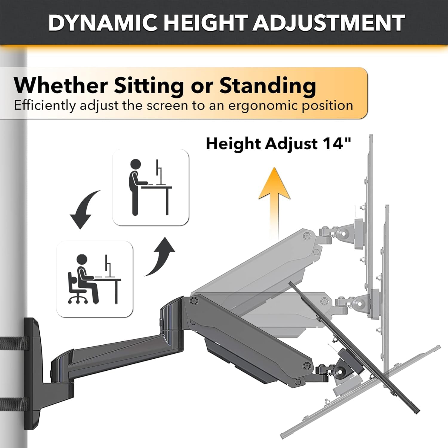 CondoMounts CLMMMAB2022 Full Motion Monitor Mount for Workbench & Pallet Rack - No Drill Gas Spring Arm with VESA Plate, Holds 18lbs & Up to 32-inch Screens (Black) - Perfect for Warehouse, Workshop & Industrial Workspaces