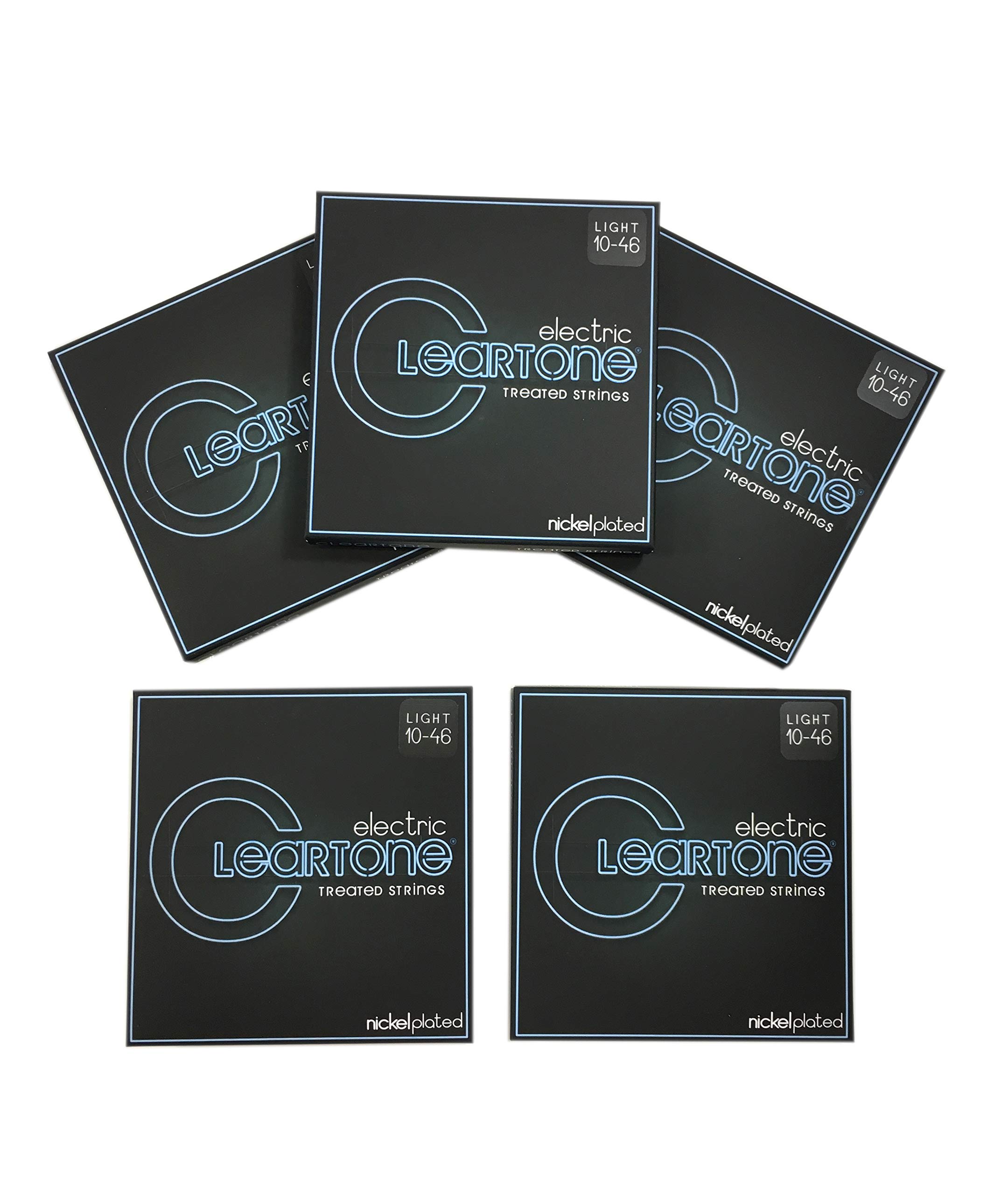 Cleartone Electric Guitar Strings Nickel Plated 10-46 Gauge - Super Long Life 5-Pack Set for Rock, Blues & Stage Performance