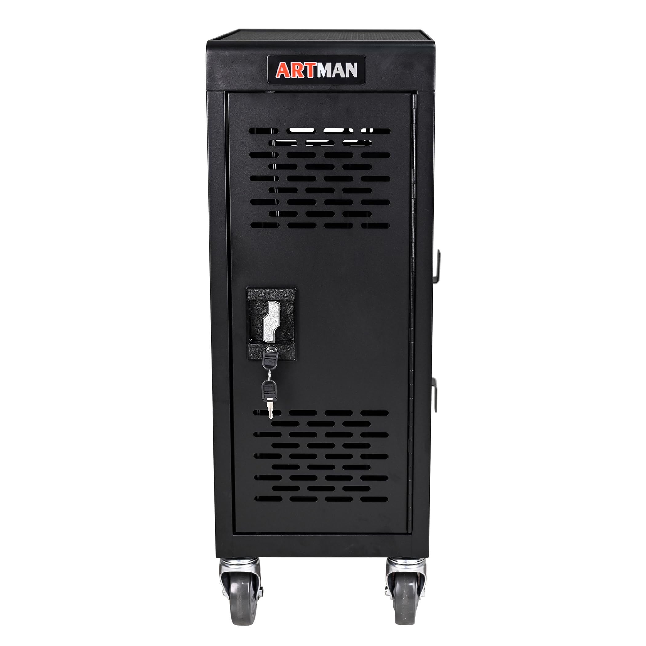 16-Device Mobile Charging Cart for Laptop & Tablet - Lockable Storage Cabinet with Wheels, Black | Perfect for Schools, Offices & Hospitals