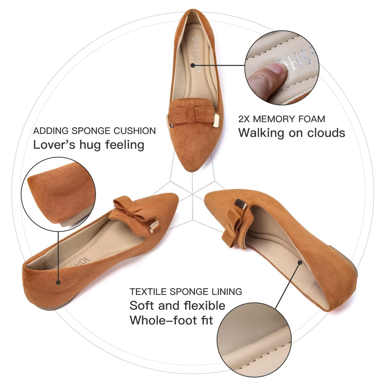 Comfortable Women's Slip-On Flat Shoes - MUSSHOE Casual Dress Flats for Women | Perfect for Work, Travel & Everyday Wear