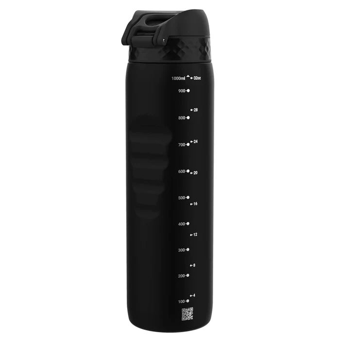 Ion8 Leakproof Water Bottle 1L - BPA Free Stainless Steel Vacuum Insulated Thermos for Hot & Cold Drinks - Perfect for Gym, Hiking, Travel & Office Use - Black
