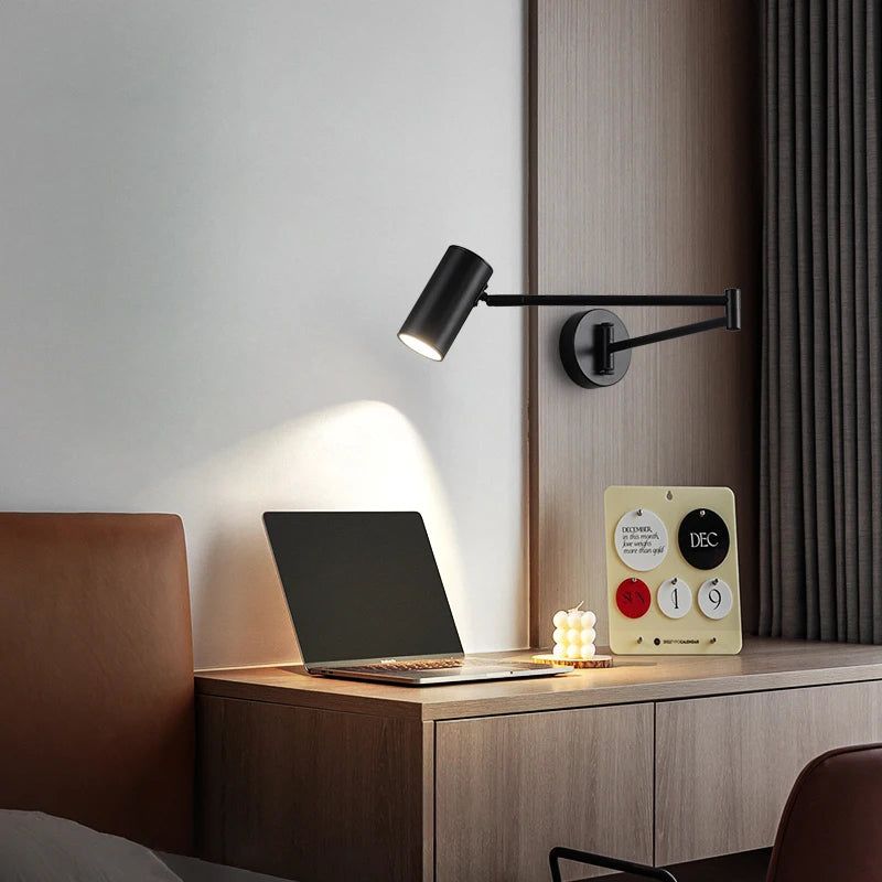 Adjustable Wall Lamp with Swivel Arm Design - Modern Reading Light for Bedroom, Living Room & Office - Dimmable LED Wall Sconce for Home Decor