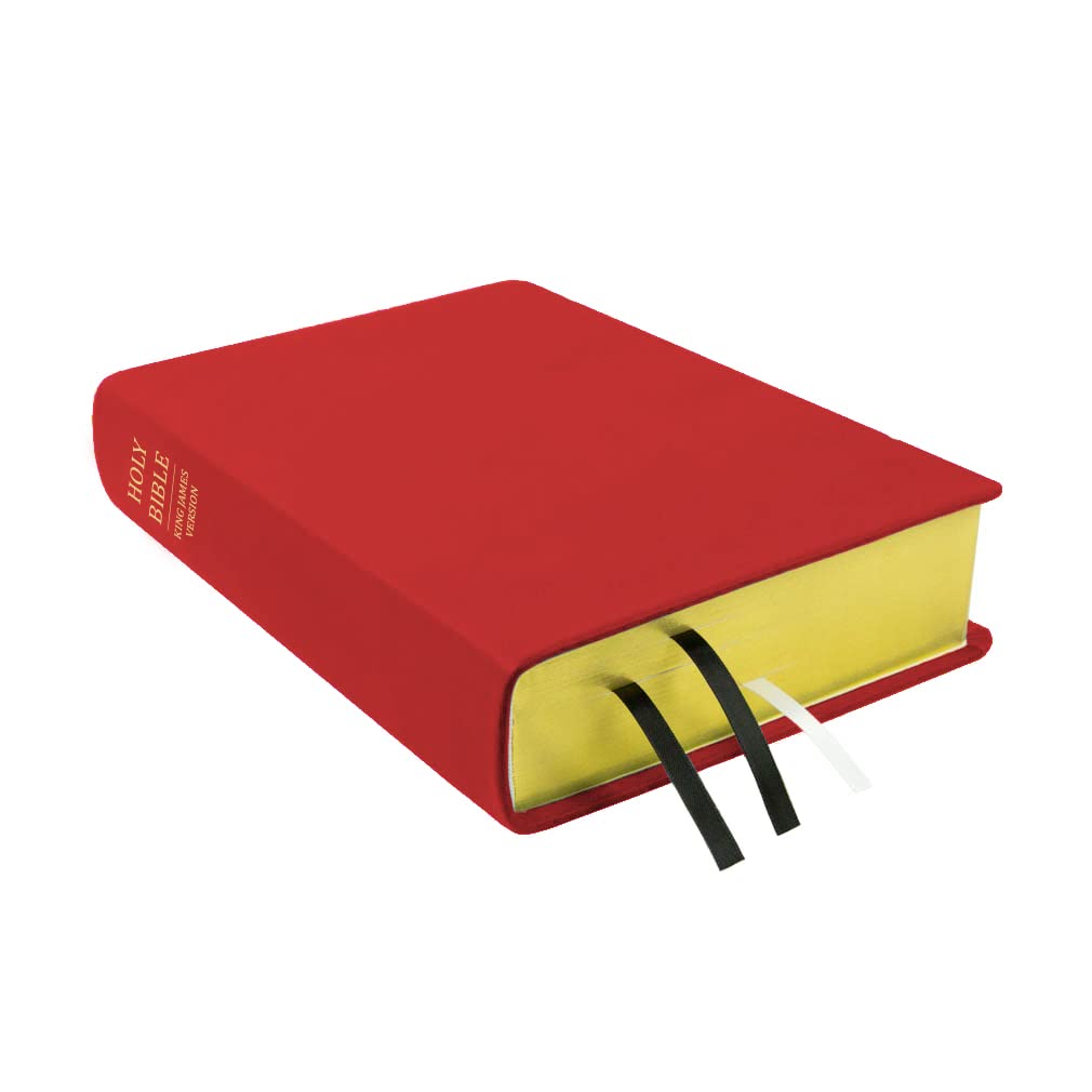 Premium Hand-Bound Cherry Red Genuine Leather Large Holy Bible - King James Version with Bible Dictionary & Topical Guide | LDS Scriptures Gift Set for Latter-Day Saints | Perfect for Worship, Study & Family Devotionals