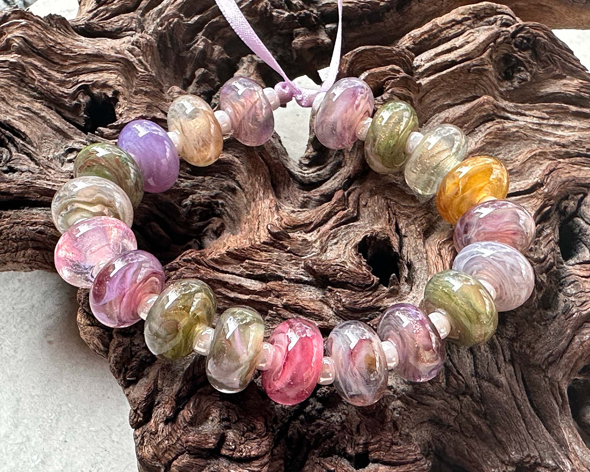 19 Pastel Swirl Lampwork Glass Beads Set for Jewelry Making - DIY Bracelet, Necklace & Craft Projects - SRA Certified Artisan Beads
