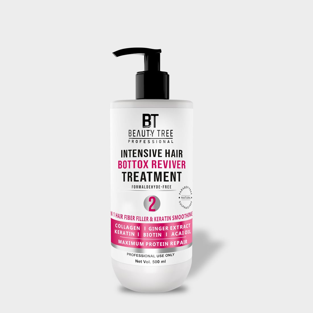 BEAUTY TREE Intensive Hair Botox Reviver Treatment with Keratin & Biotin - 500ml Hair Fiber Filler for Damaged Hair Repair & Smoothing | Salon-Quality Hydrolyzed Keratin & Collagen Treatment | Perfect for Frizzy, Dry Hair & Split Ends Care at Home