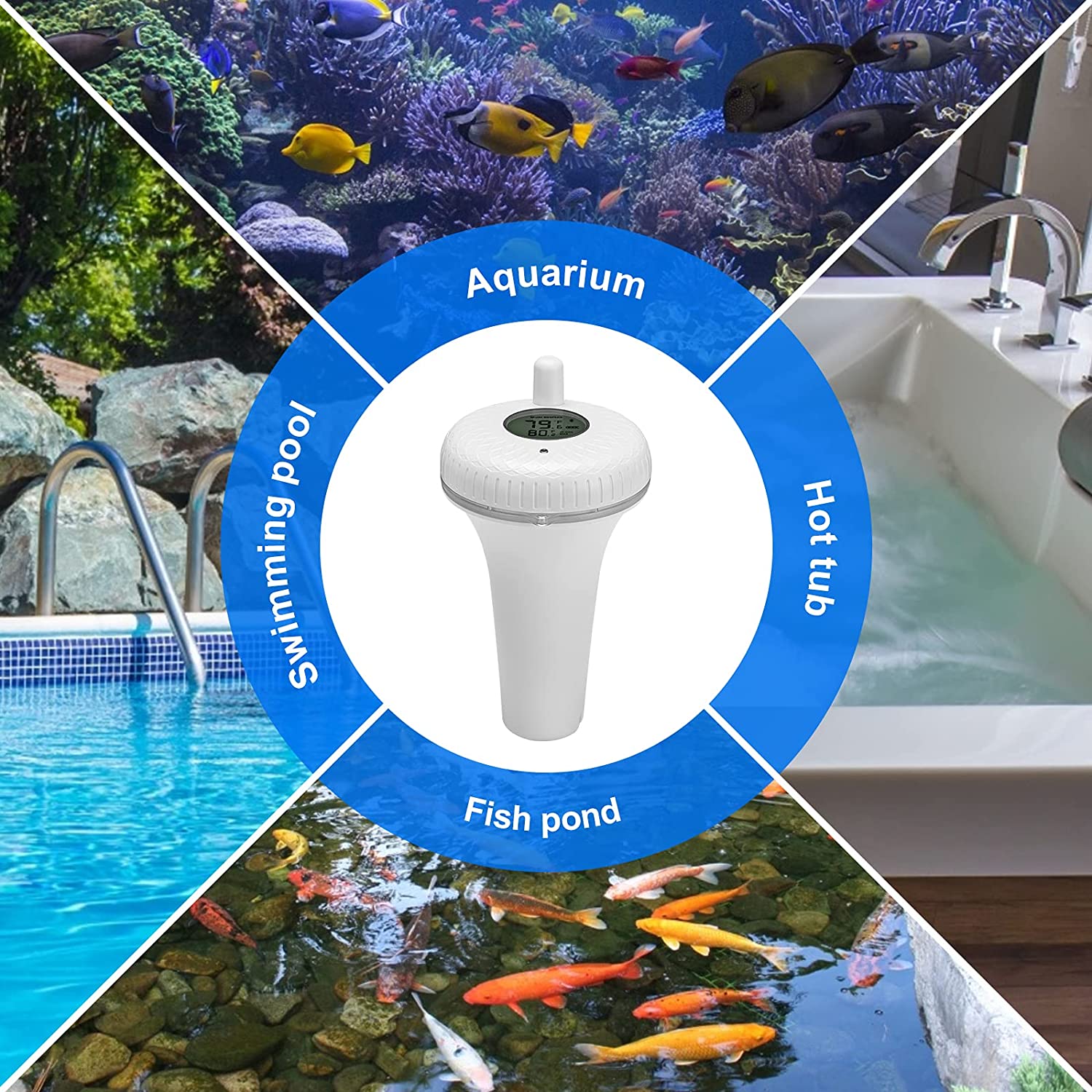 Wireless Bluetooth Pool Thermometer IBS P01B - Waterproof Floating Temperature Sensor for Swimming Pools, Hot Tubs & Spas - Monitor Water Temp Remotely via Smartphone App