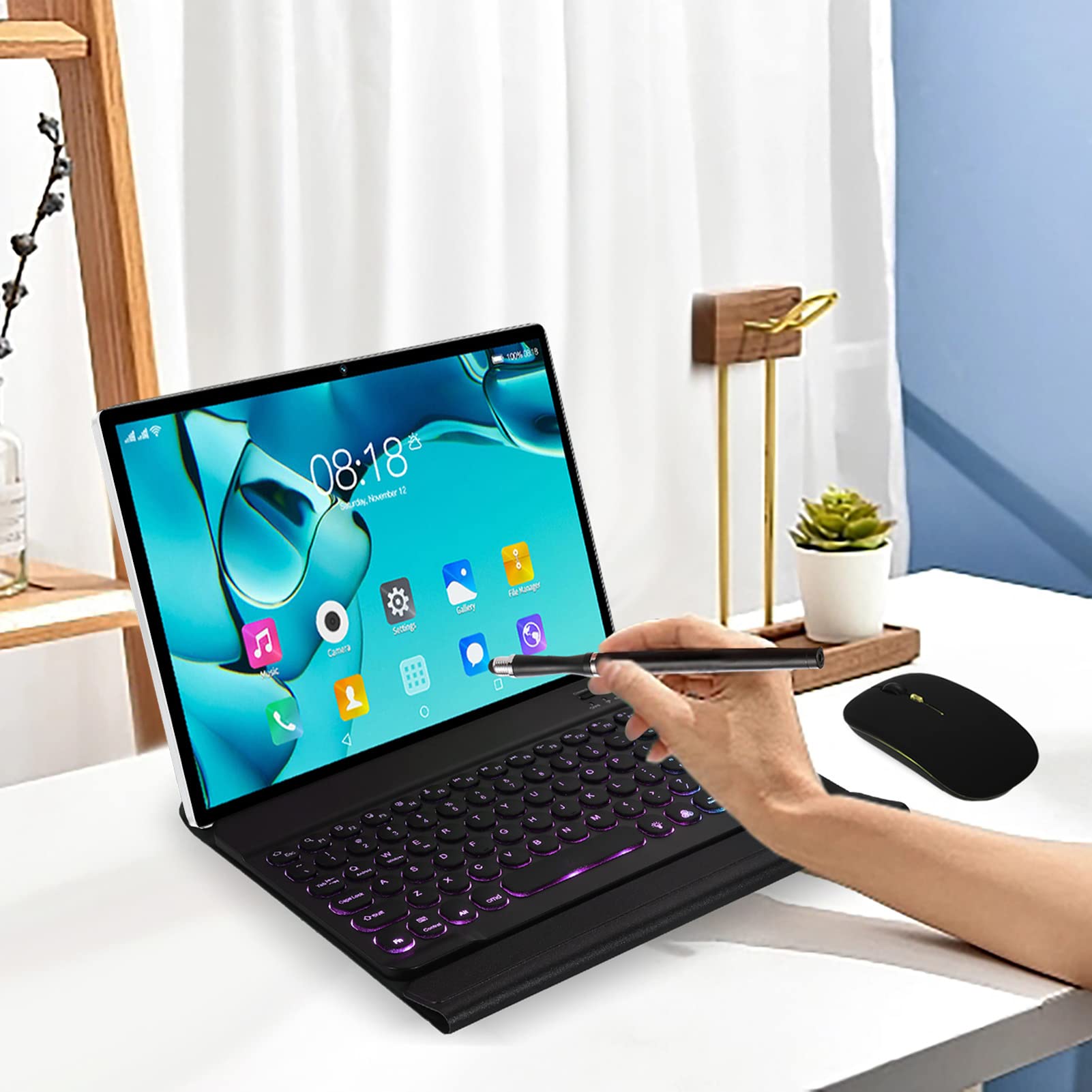 10 Inch Tablet PC with 8800mAh Battery & Dual Camera - Silver | Portable Office Tablet for Business, Online Meetings & Remote Work