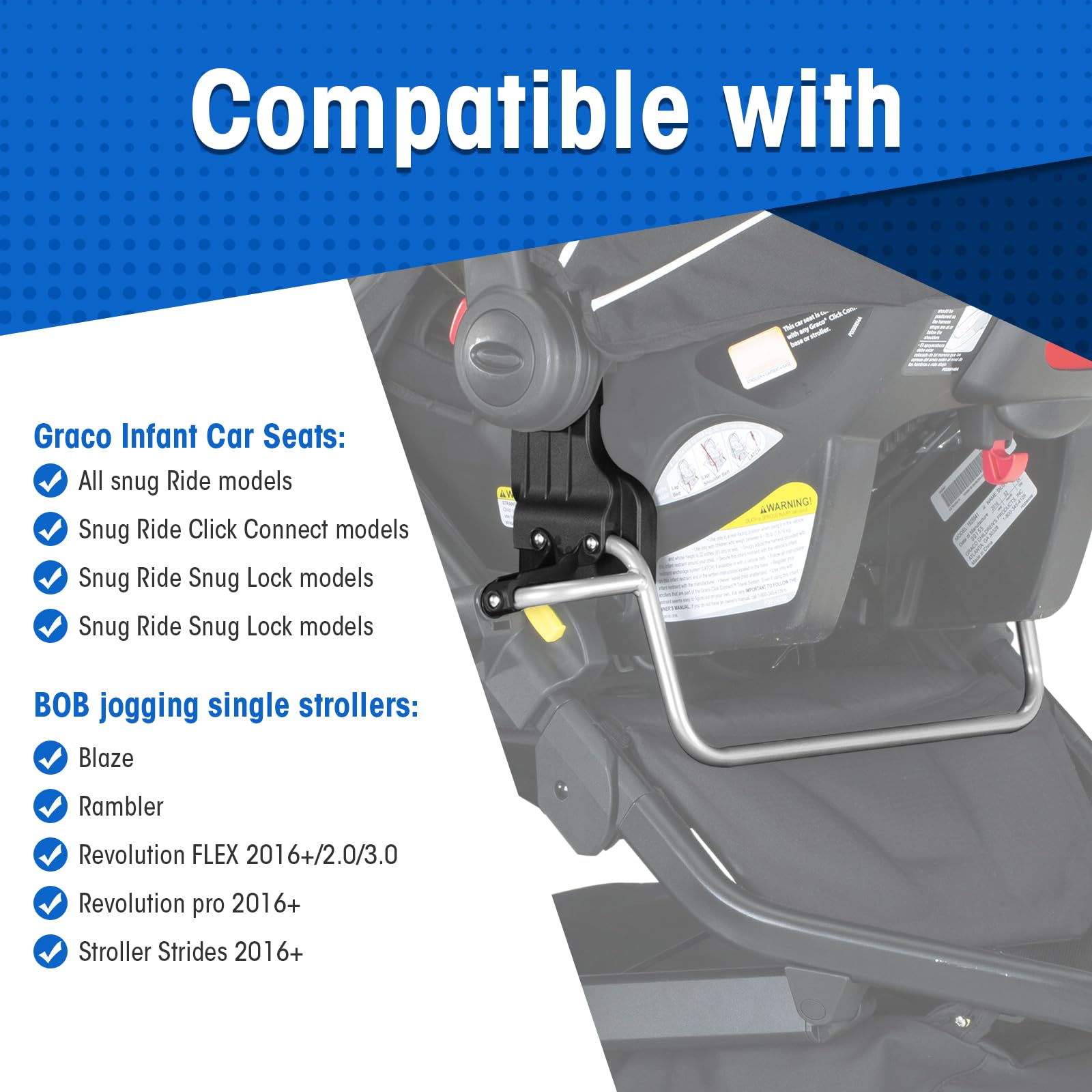 Graco & Baby Trend Car Seat Adapter for Jogging Strollers - Universal Fit for Most BOB Gear & Baby Jogger Strollers - Replacement Part for Safe Outdoor Running & Park Walks with Infant