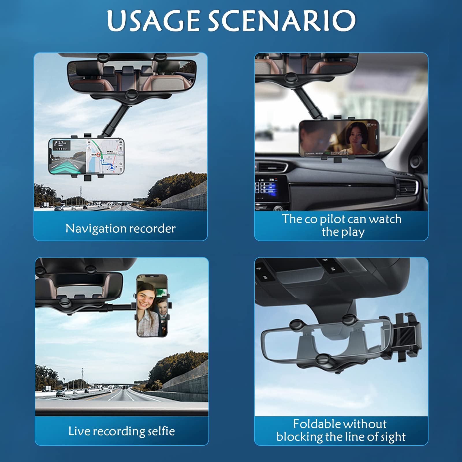 360° Rotatable & Telescopic Car Phone Holder - Universal Smartphone Mount for iPhone, Samsung, Google Pixel - PVC Material, Easy Install & Remove - Perfect for GPS Navigation, Hands-Free Calls & Music Streaming
