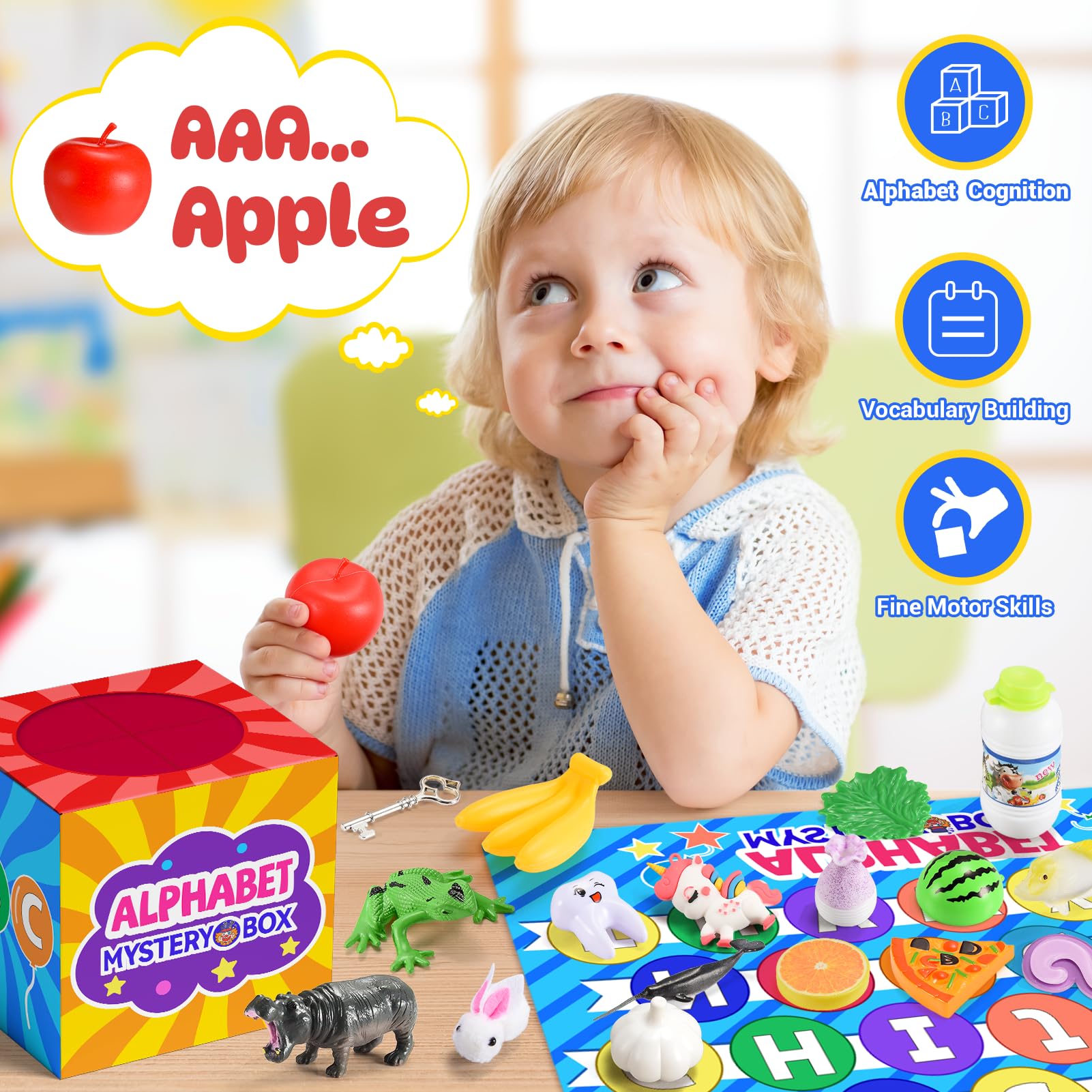 Montessori Alphabet Mystery Box - Letters Matching Game Learning Toys for Toddlers Ages 2-7 | Educational Preschool Games for Kids | Perfect Easter Basket Stuffers & Birthday Gifts for Boys and Girls | Great for Homeschooling, Classroom Activities & Early Childhood Development