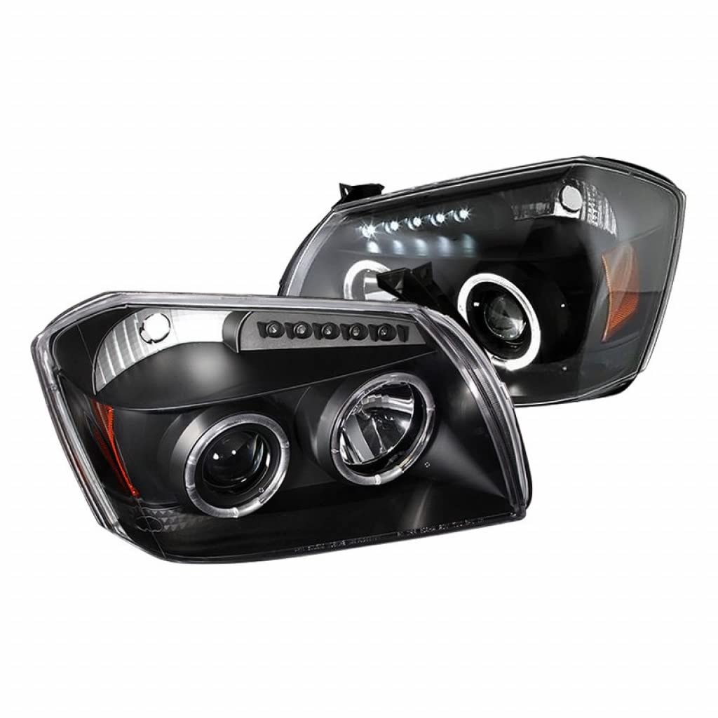 2005-2007 Dodge Magnum Spyder Projector Headlights - LED Halo Black Housing Headlamp Assembly Pair (5009876) | High Performance Lighting for Night Driving & Custom Car Upgrades