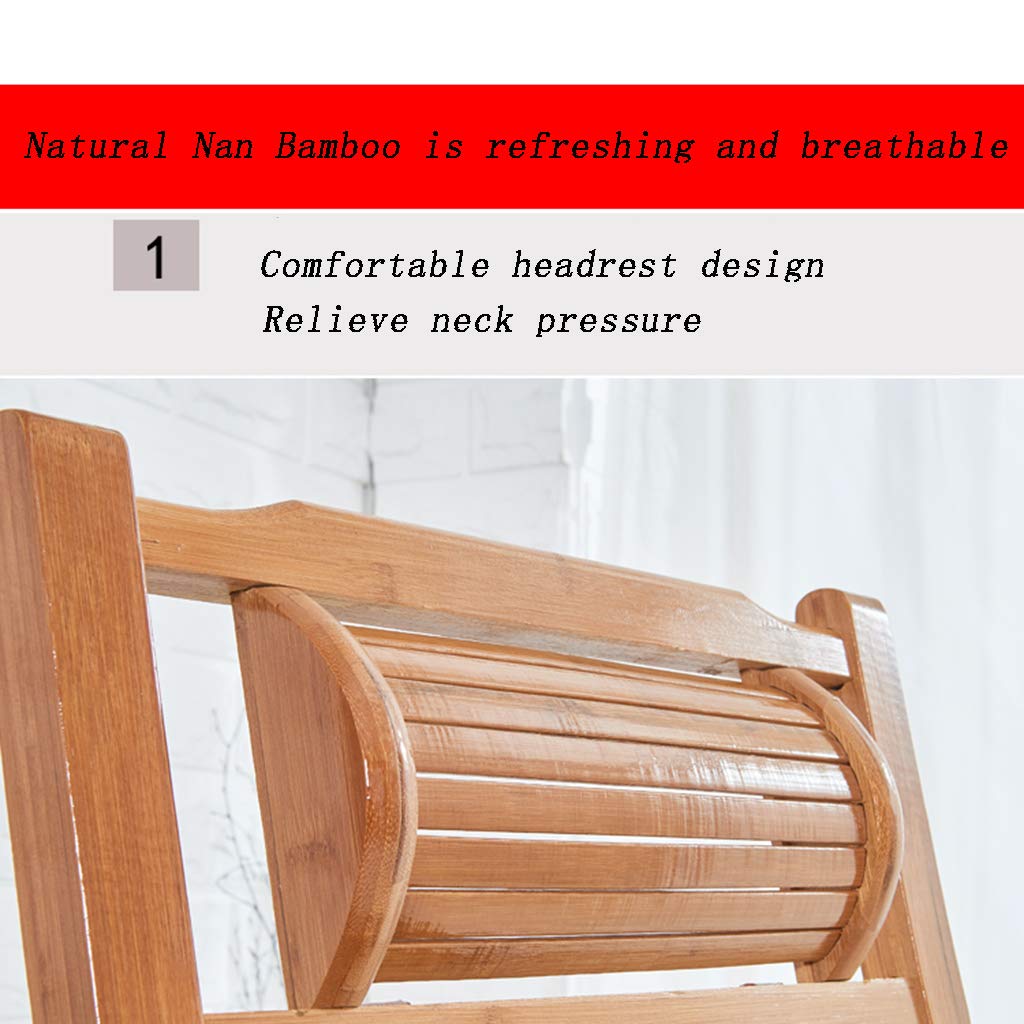 Bamboo Rocking Chair with Foot Massage Roller - Adjustable Folding Lounge Chair for Elderly, Perfect for Relaxation, Sunbathing & Siesta in Garden, Patio or Balcony