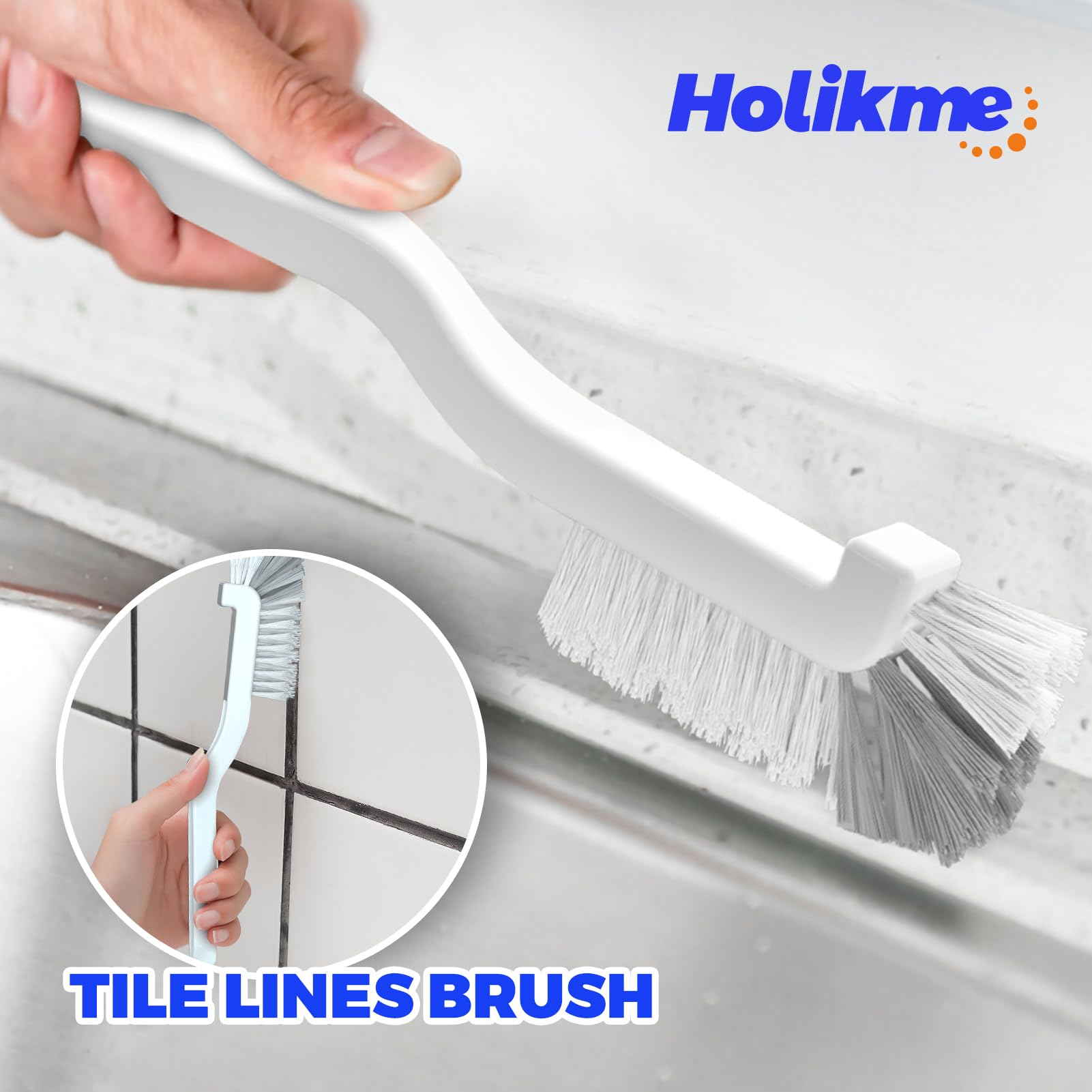 Holikme 7-Piece Dish Cleaning Brush Set - Scouring Pads, Kitchen Scrub Brushes, Bendable & Gap Cleaners for Pots, Pans, Sinks - Durable White Cleaning Tools for Easy Dishwashing & Stain Removal
