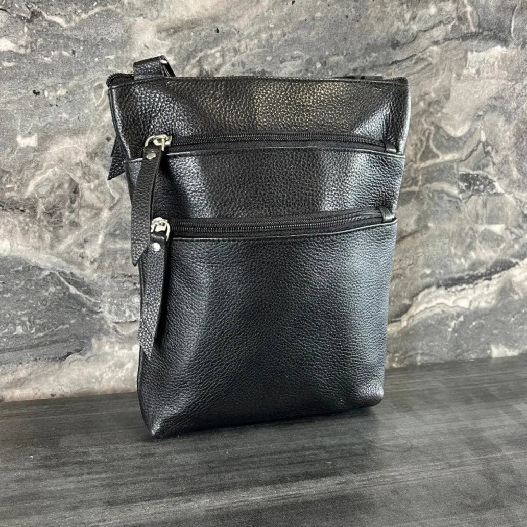 BOL Leather Crossbody Bag for Women with 2 Front Zipper Pockets - Stylish & Functional Purse for Daily Use, Travel, and Shopping