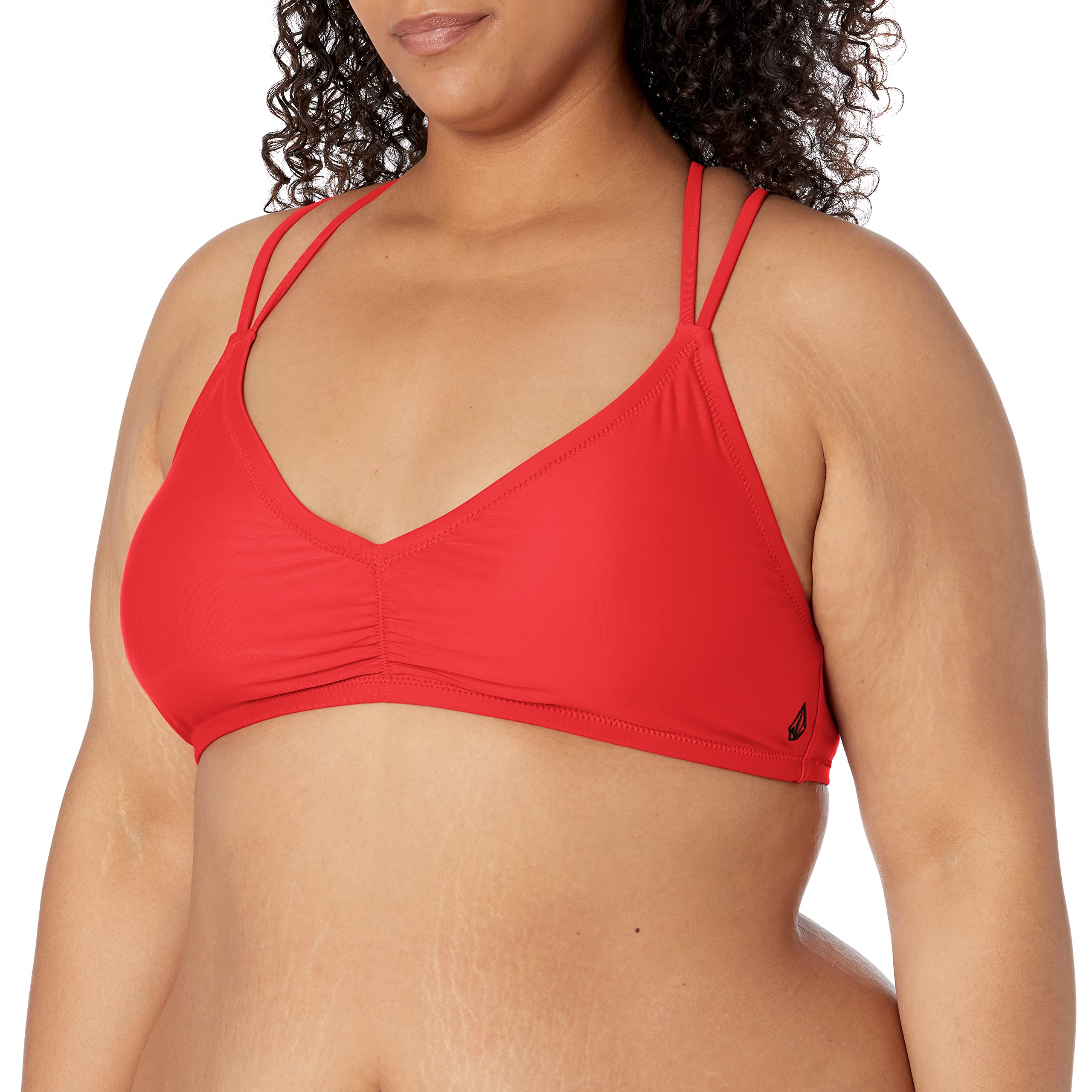 Volcom Women's Simply Solid V Neck Bikini Top - Comfortable Swimwear for Beach, Pool & Summer Vacations