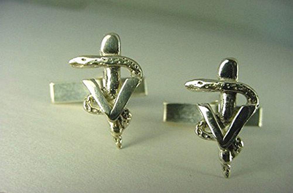 Handcrafted Sterling Silver Veterinary Caduceus Cufflinks - Perfect Gift for Veterinarians & Vet Students - USA Made - Ideal for Graduation, Appreciation Gifts & Professional Events