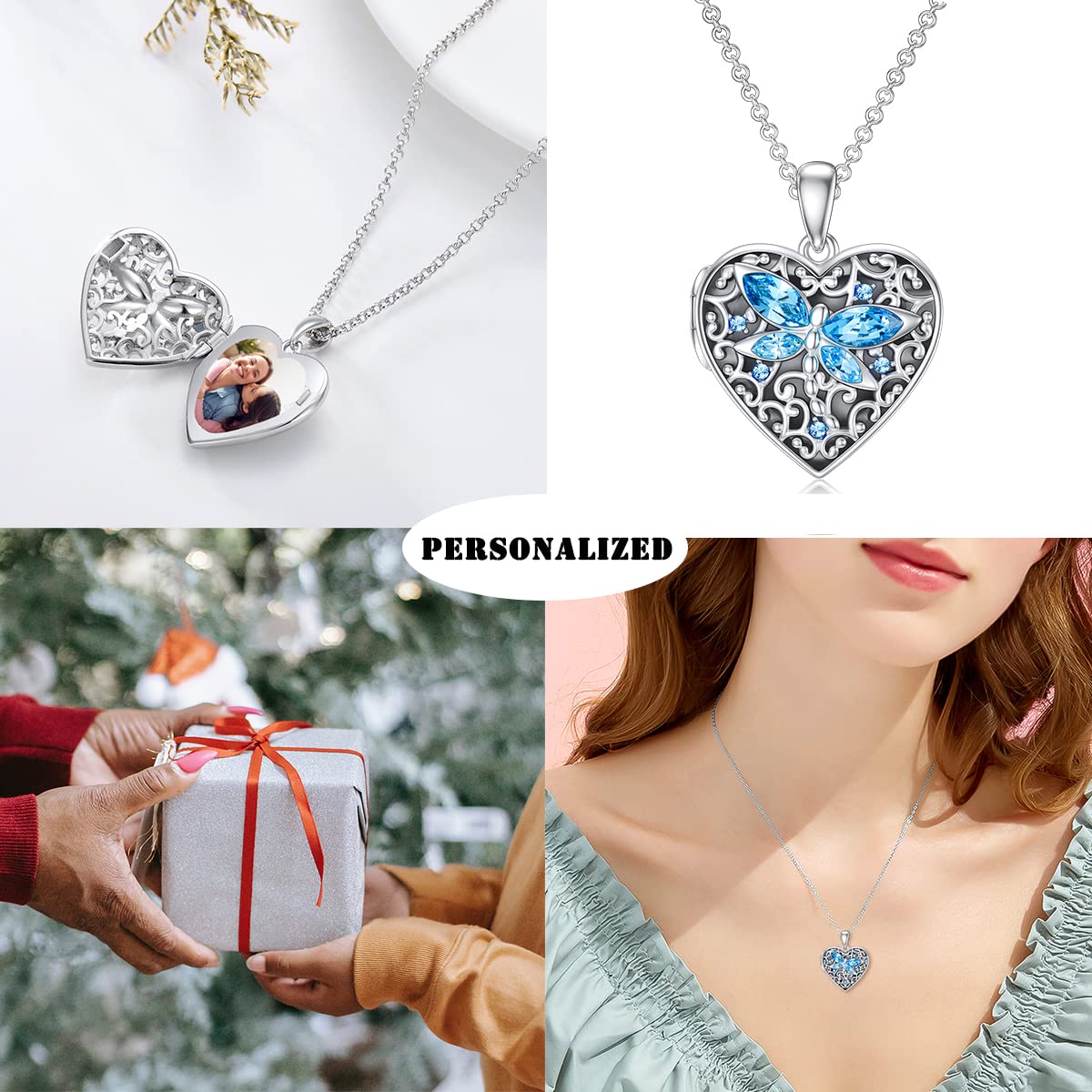 Dorunmo 925 Sterling Silver Heart Locket Necklace - Holds 2 Photos Inside, Engravable Keepsake Jewelry for Women - Perfect Gift for Anniversary, Valentine's Day & Mother's Day