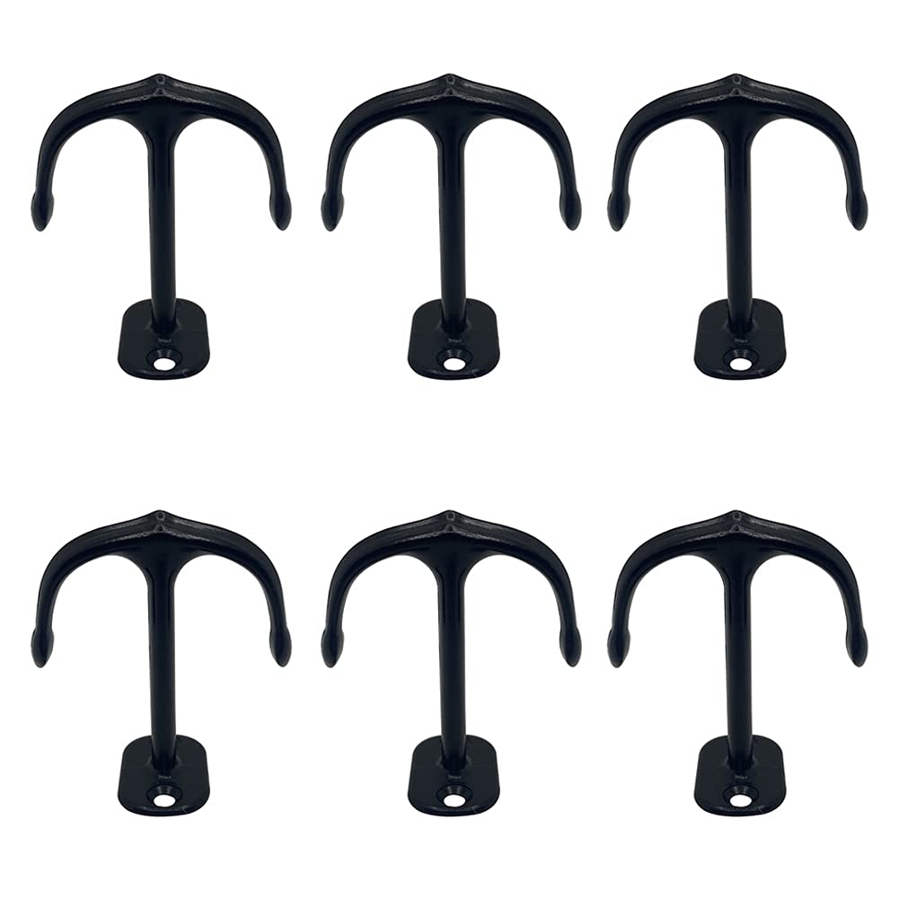 6-Pack Zinc Alloy Ceiling Hooks with Anchors - Heavy Duty 2-Prong Hooks for Closet, Robe, Plants & Cups - Perfect for Bathroom, Kitchen, Garage & Cabinet Organization