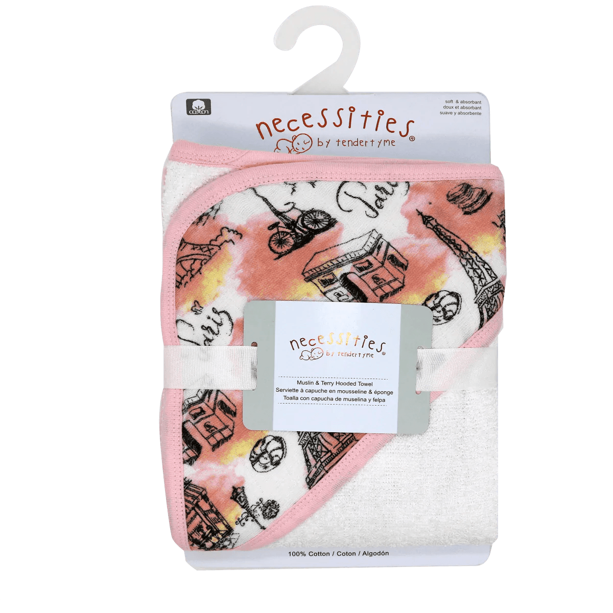 Jesse+Lulu Soft Muslin & Terry Hooded Baby Towel - Absorbent and Gentle for Newborns, Infants & Toddlers - Perfect for Bath Time, Swimming, and Beach Outings